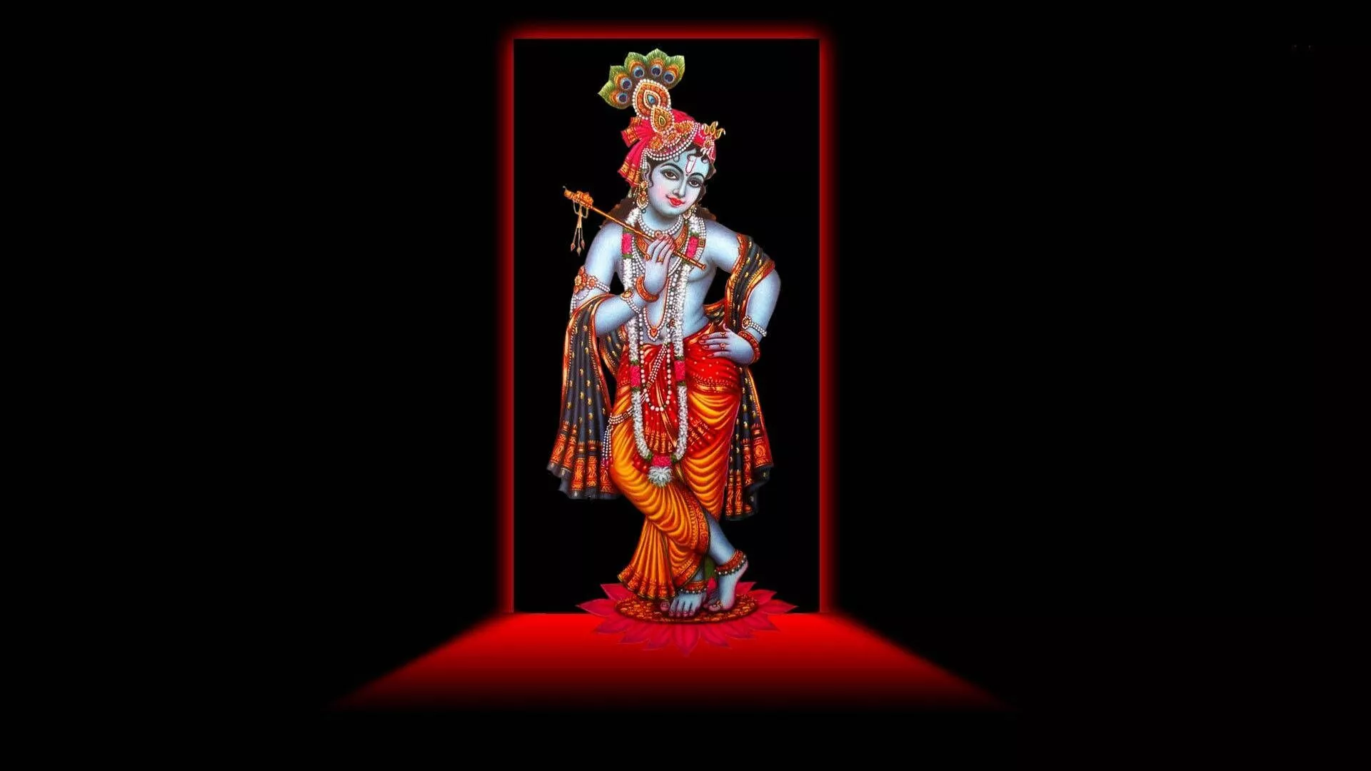 Krishna HD Red And Black Wallpaper