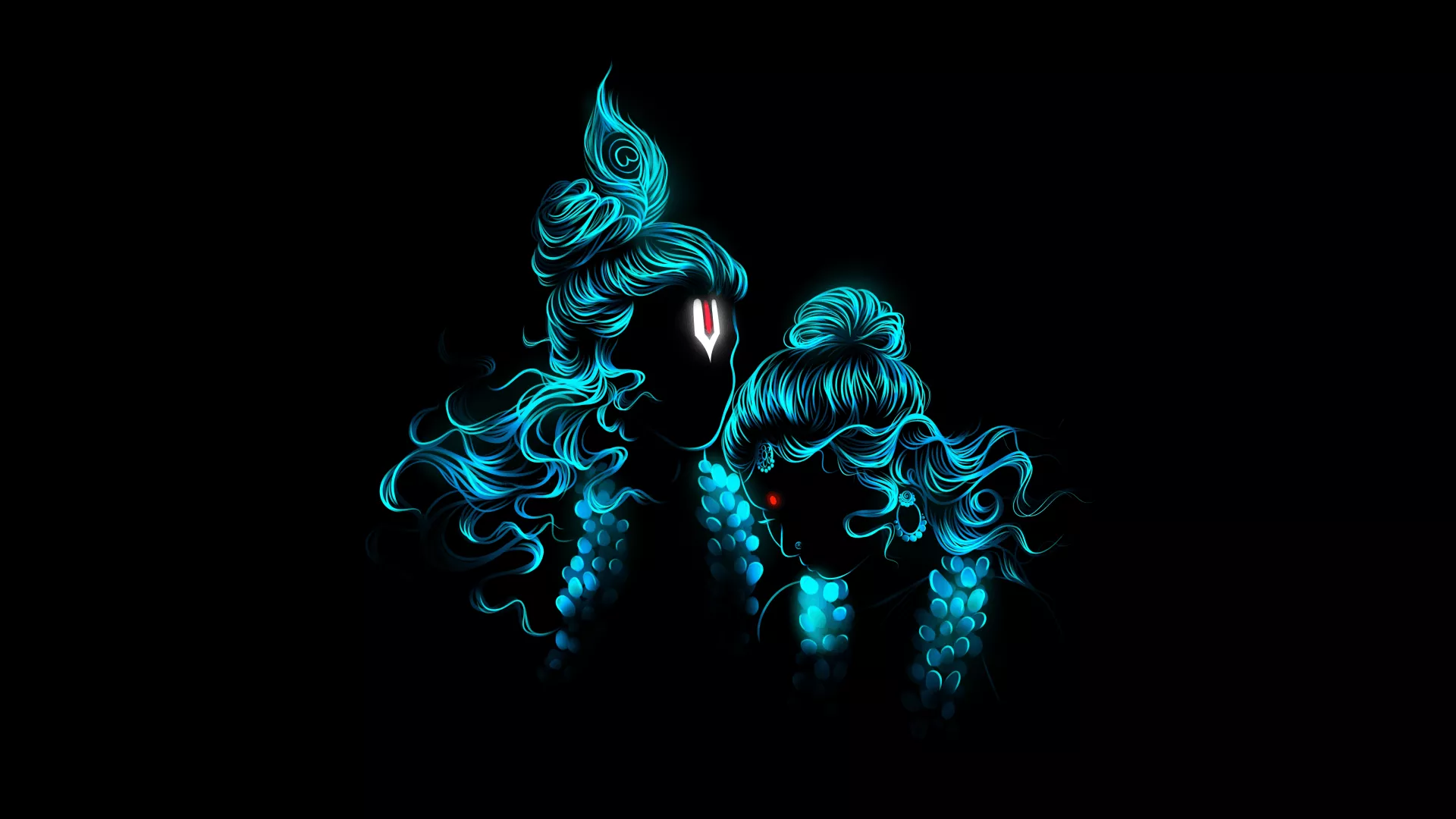 Radha Krishna Wallpaper 4K, Digital Art