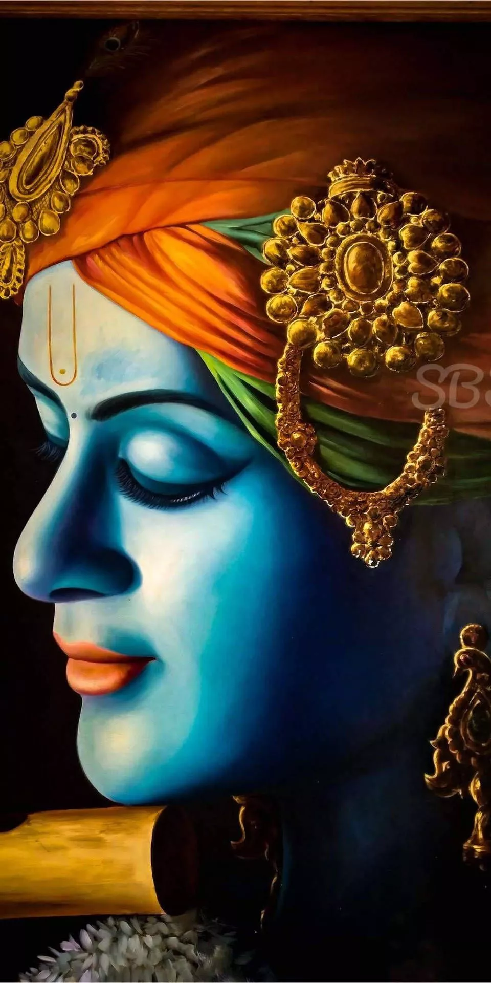Krishna HD Close Up Art Wallpaper