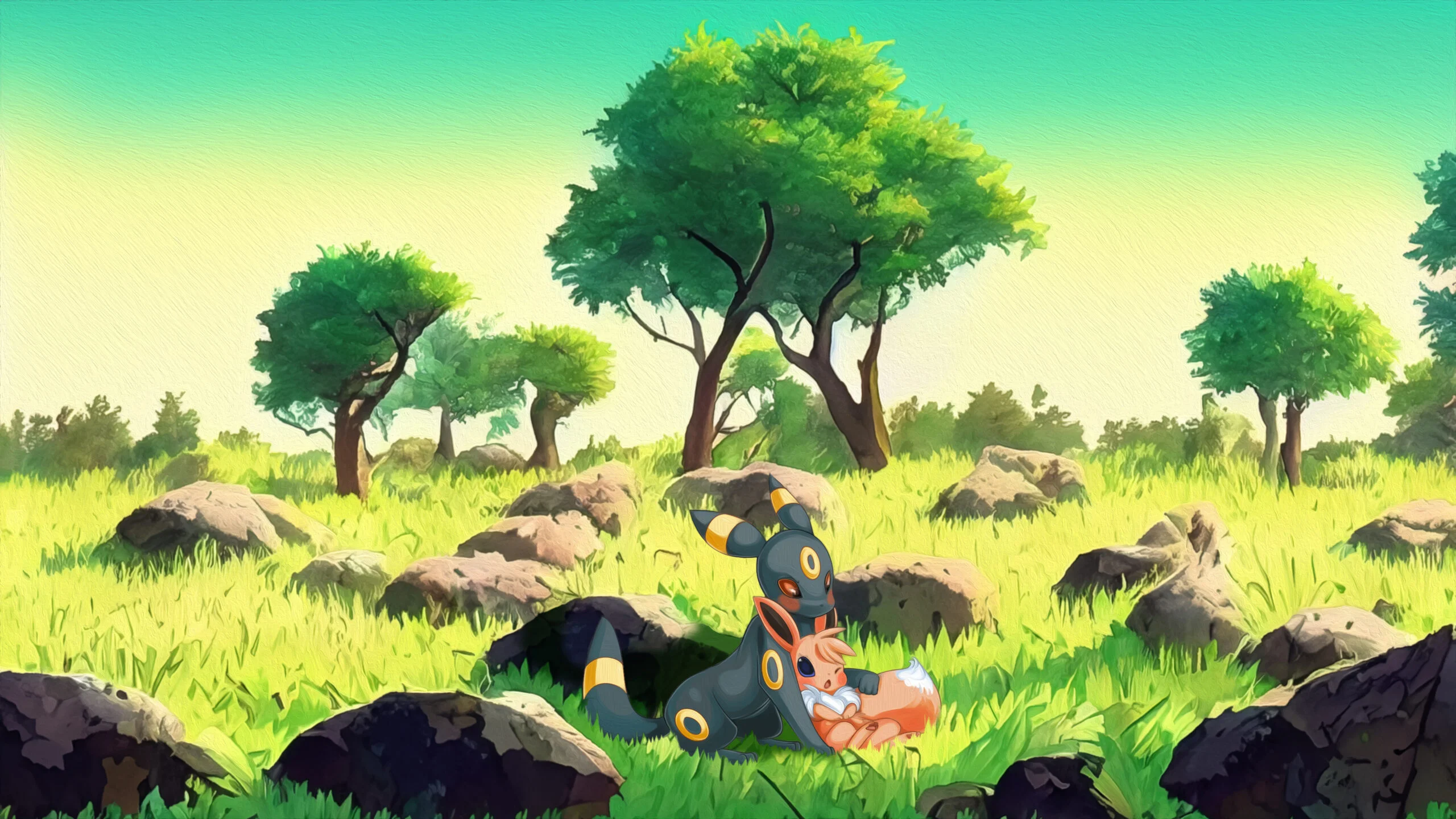 Umbreon and Flareonémon Wallpaper