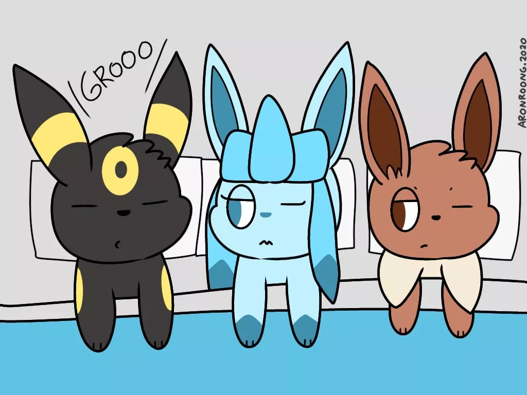 They sleep #pokemon #umbreon #glaceon