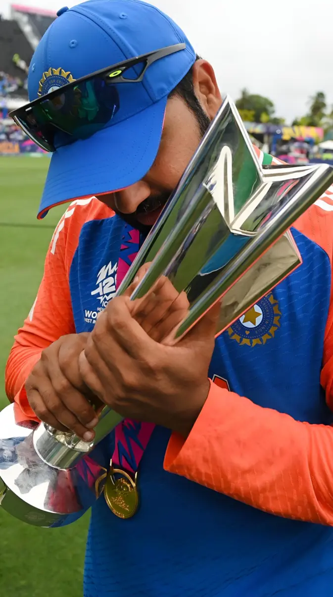 Rohit Sharma with World Cup Trophy