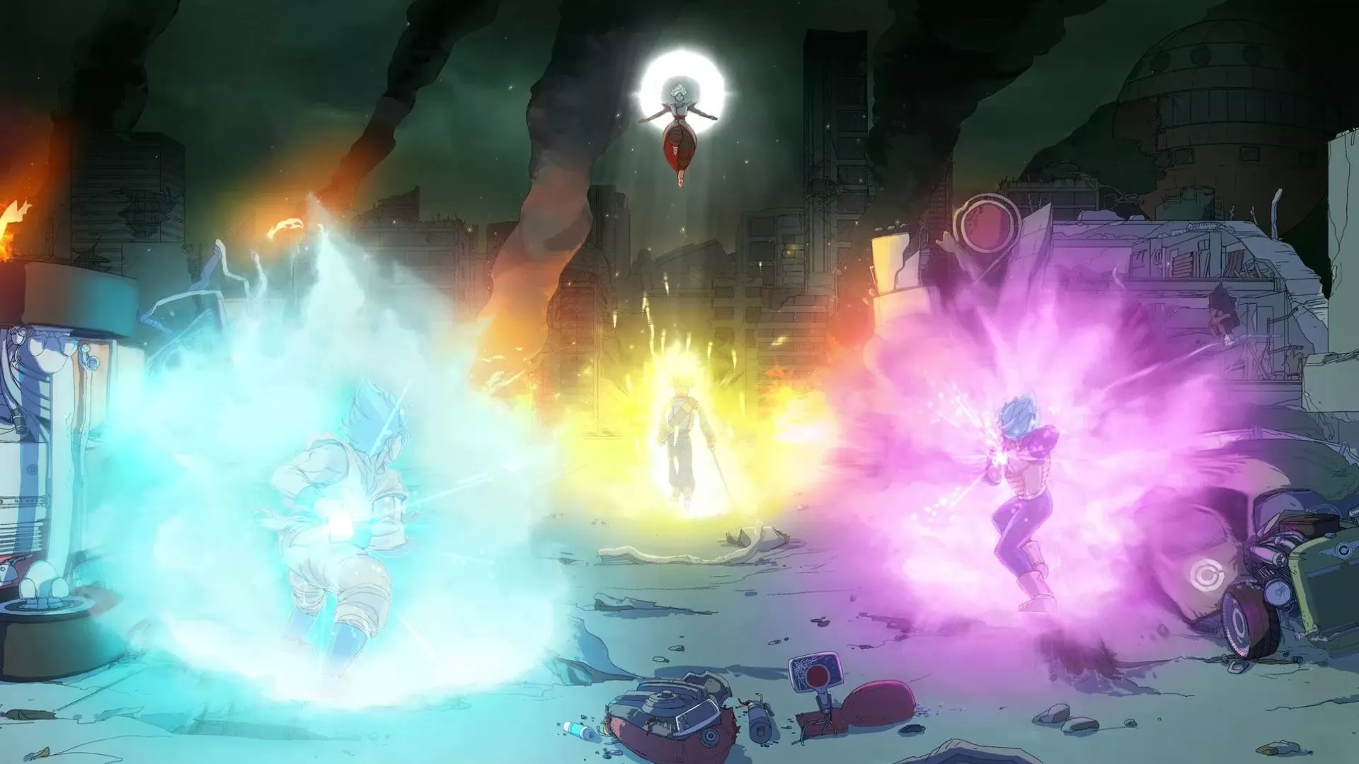 Goku, Future Trunks, Vegeta Vs Zamasu