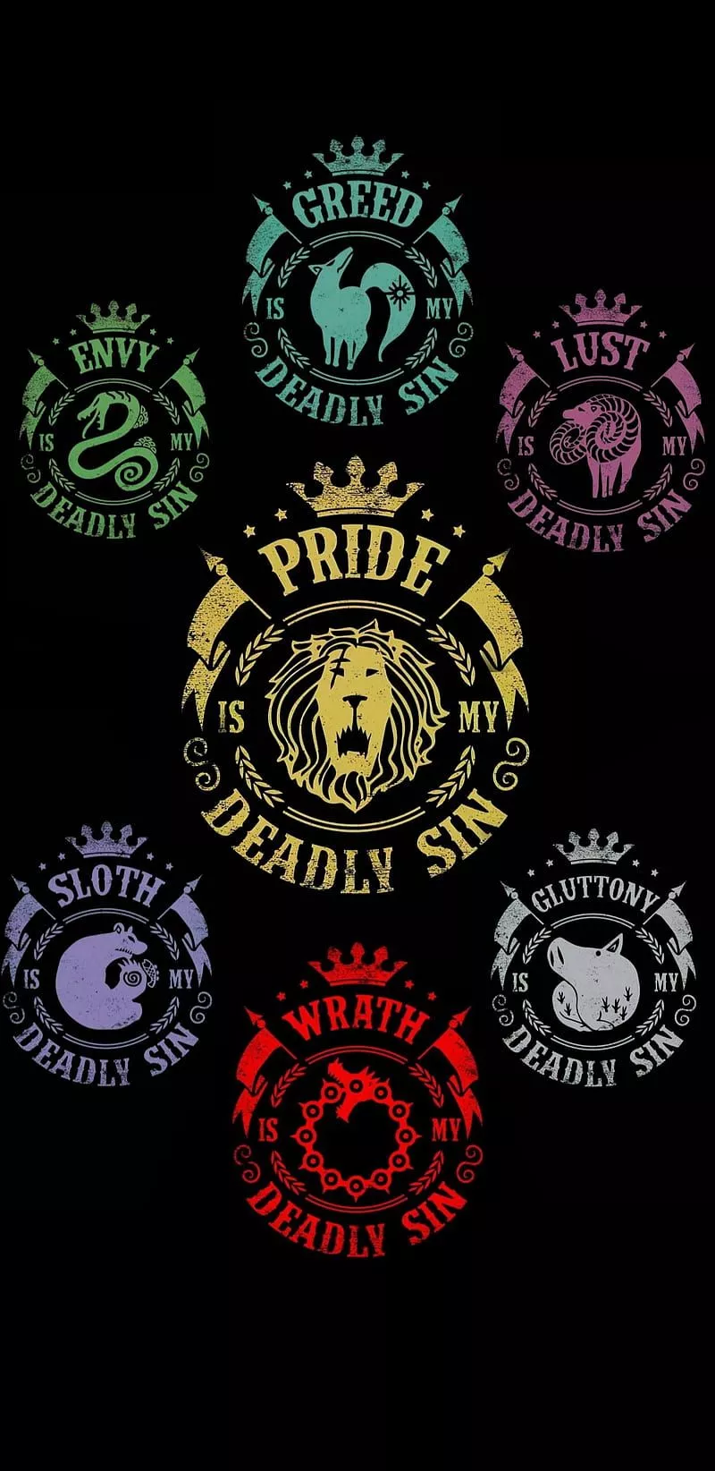 Seven deadly sins, envy, gluttony