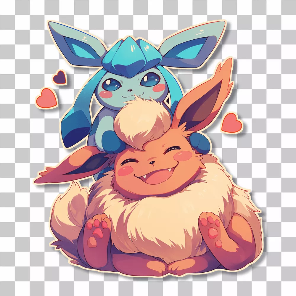 Flareon Cuddling Sticker PNG Download