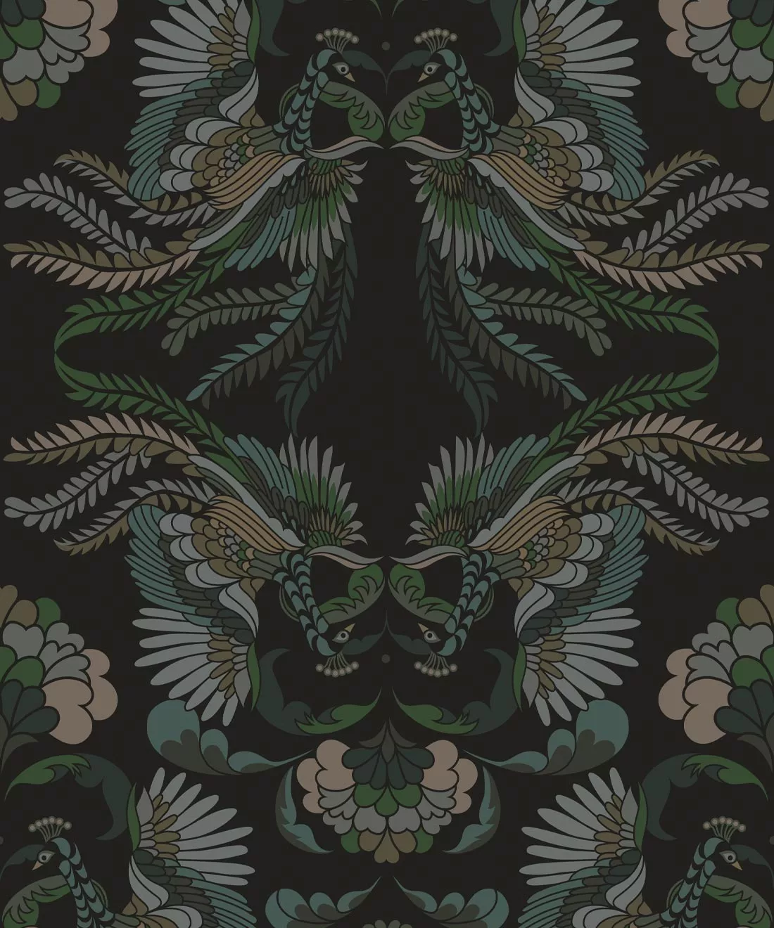 Prancing Peacocks Wallpaper • Playful