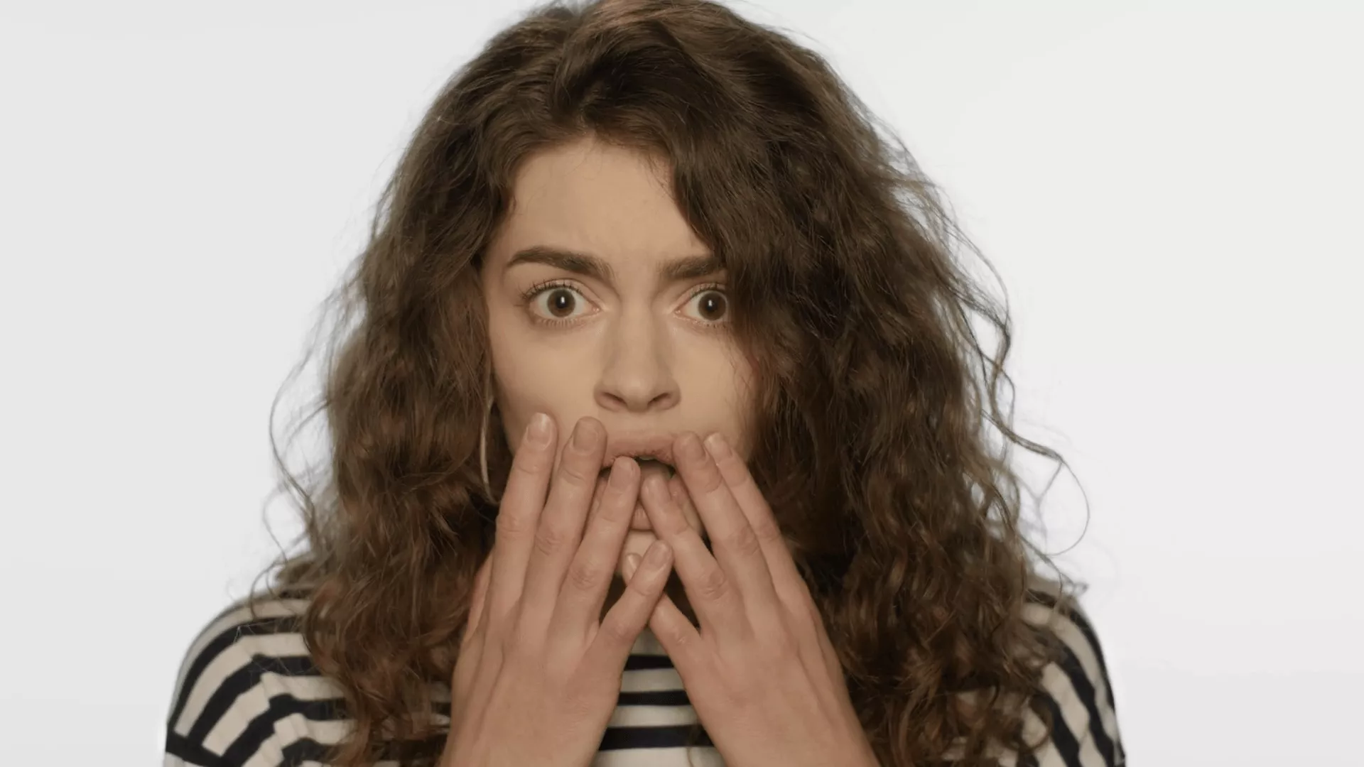 Shocked Woman Face On White Background