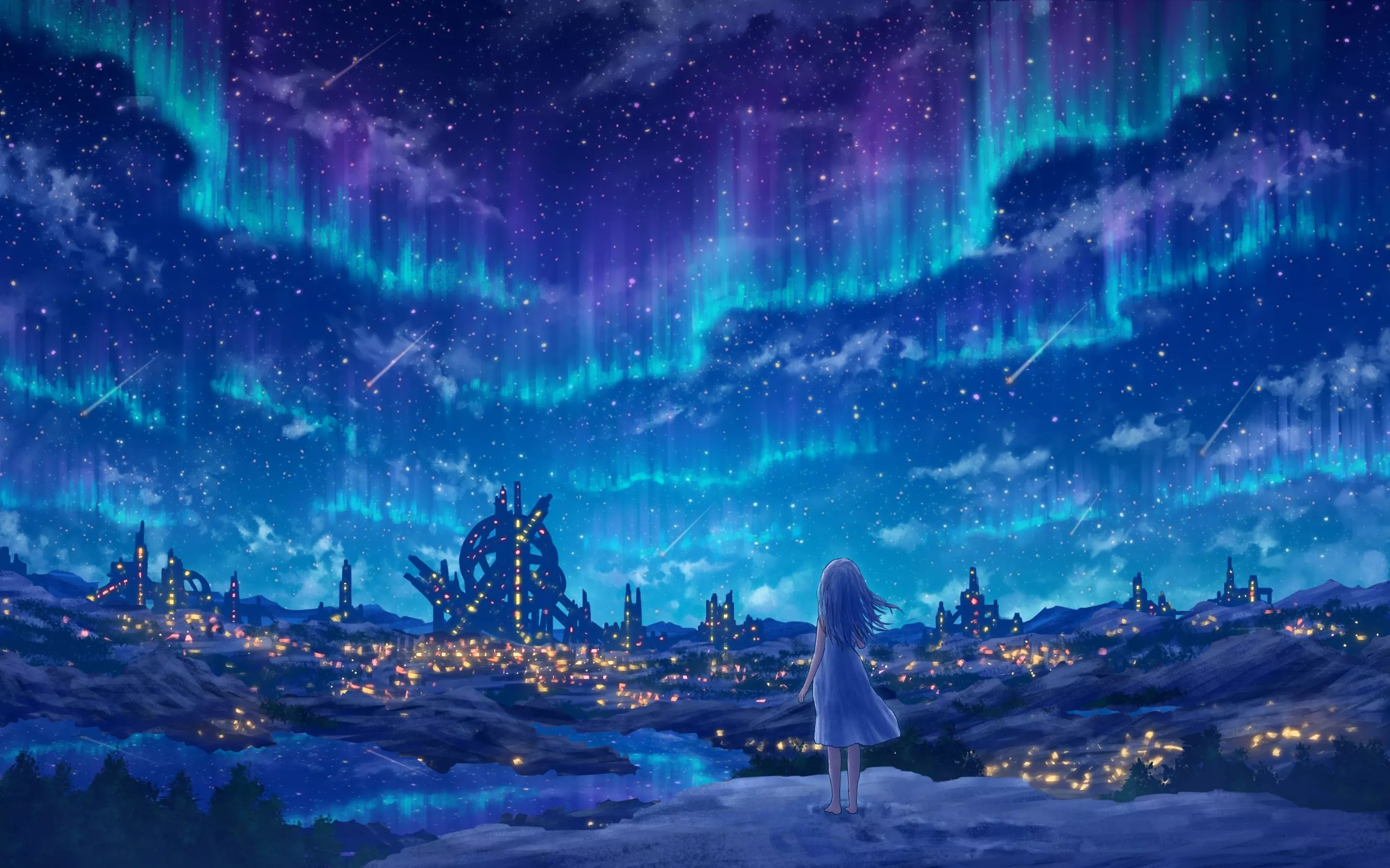 Download Night Aurora Borealis Anime