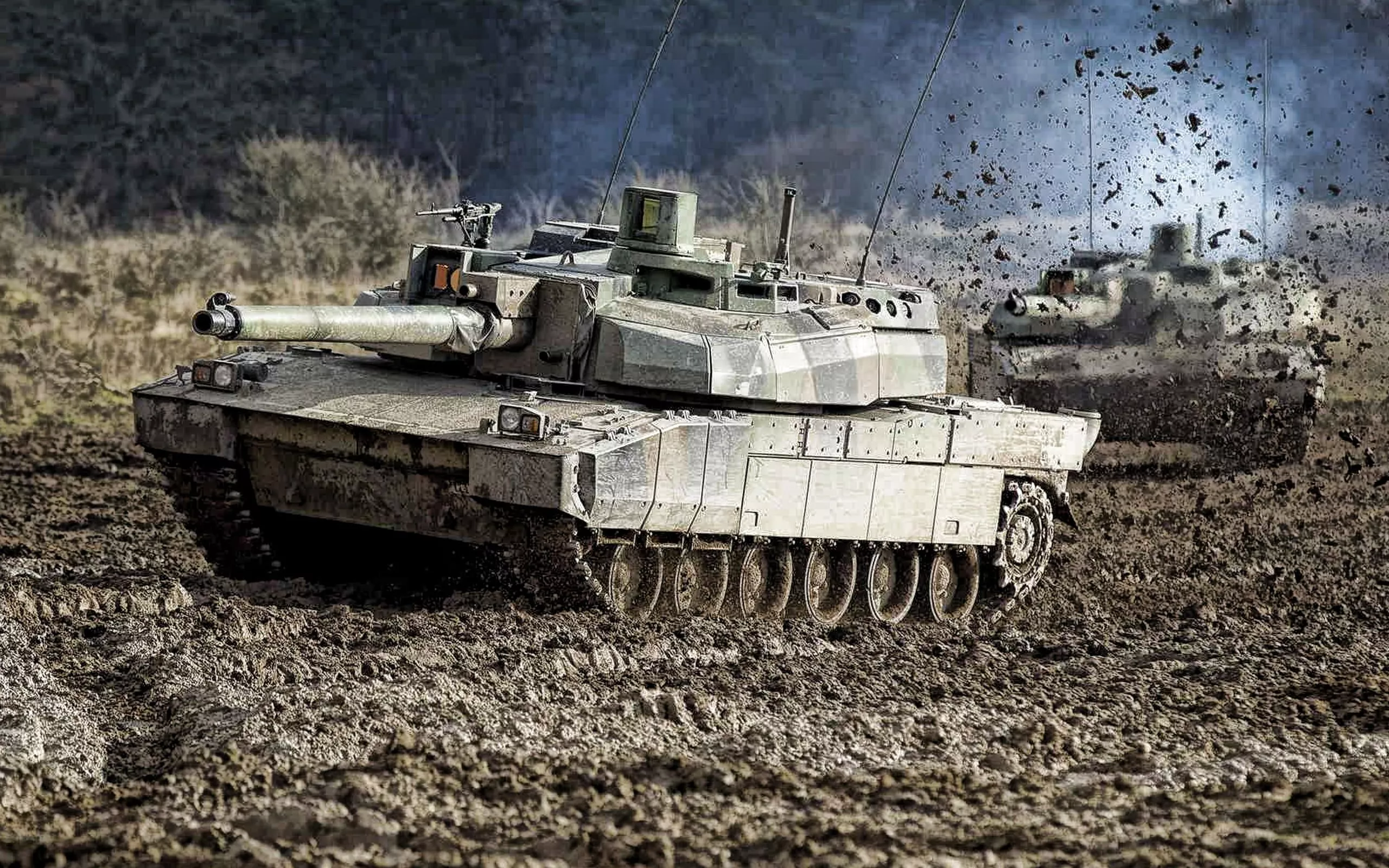 Wallpaper tanks, Leclerc, firing range