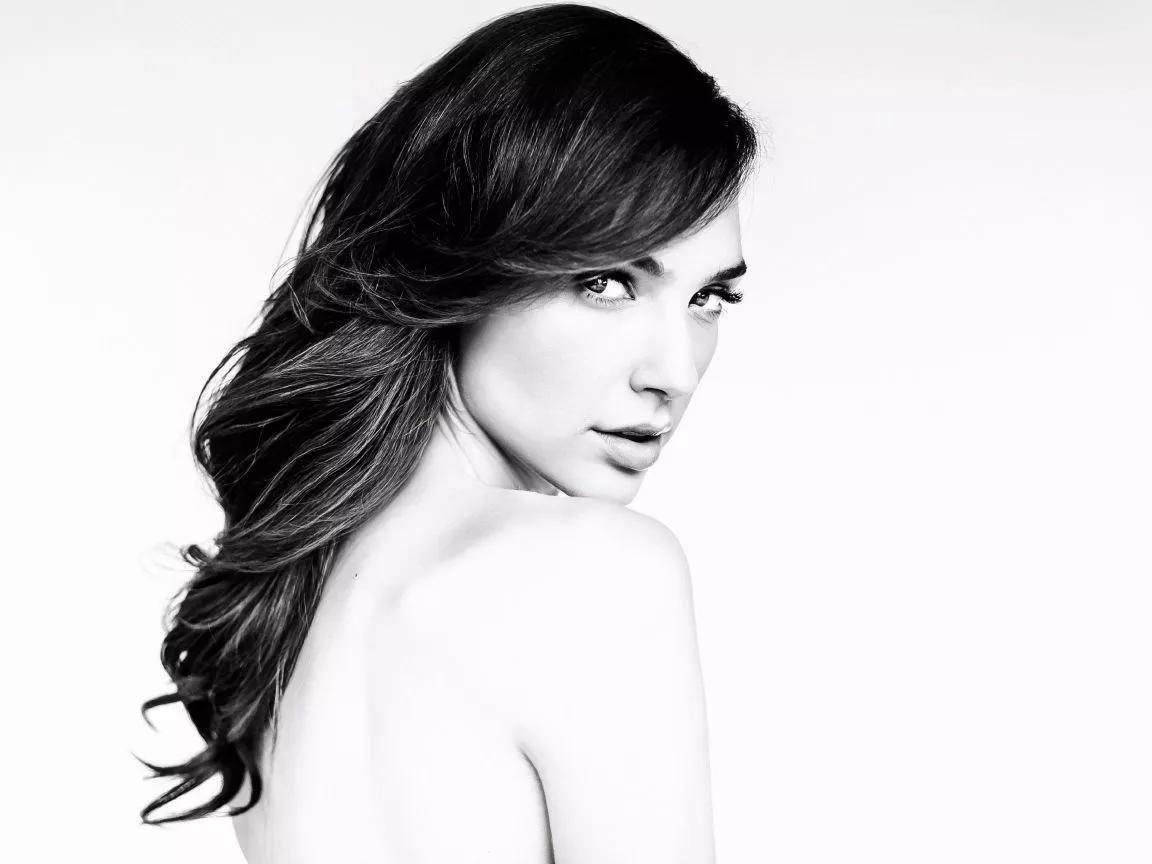 Actress Gal Gadot in black and white