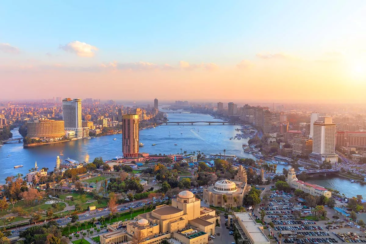 Cairo Modern City View In Sunset