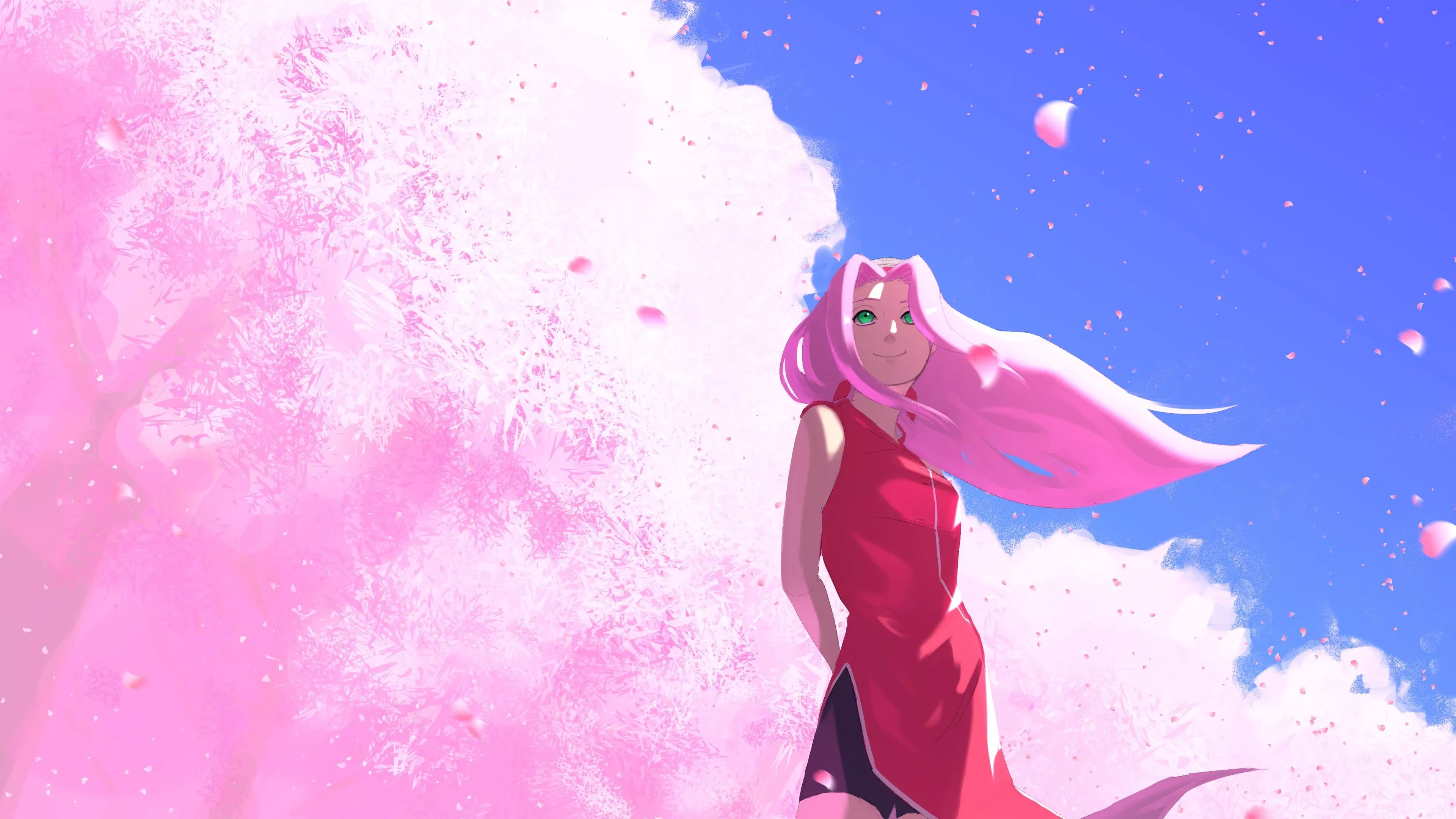Pink Hair Sakura Haruno Blue Sky