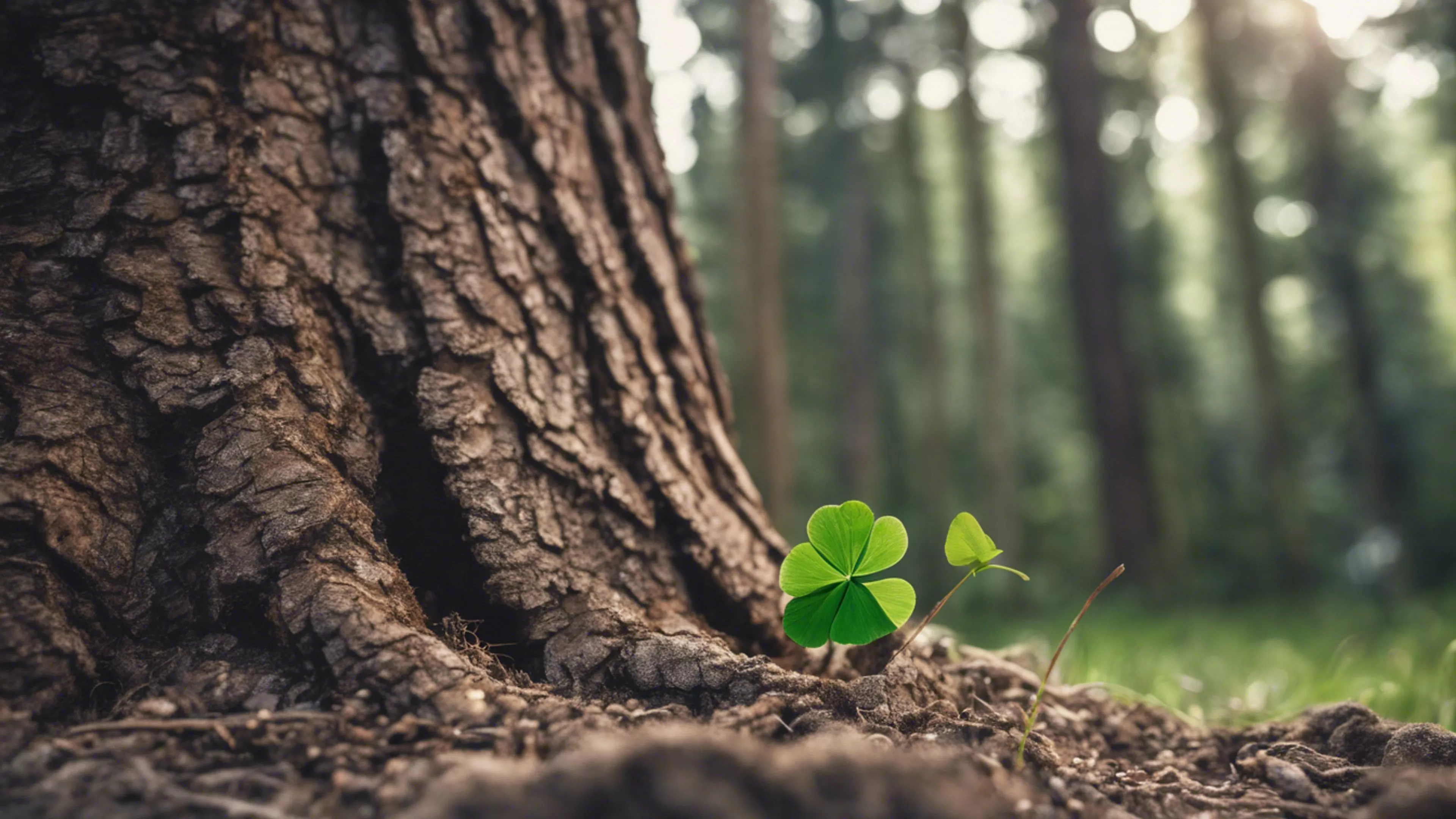A Four Leaf Clover Growing At The Base