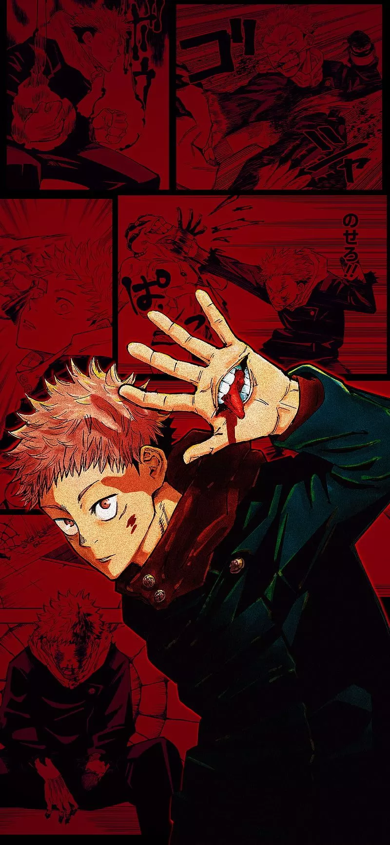 Yuji itadori, anime, jujutsu kaisen, red, yuji itadori, yujiitadori, HD phone wallpaper