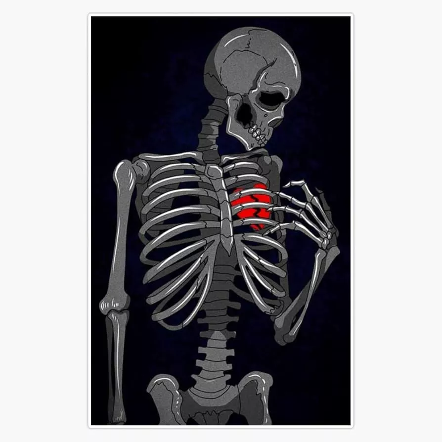 broken heart skeleton Sticker Bumper