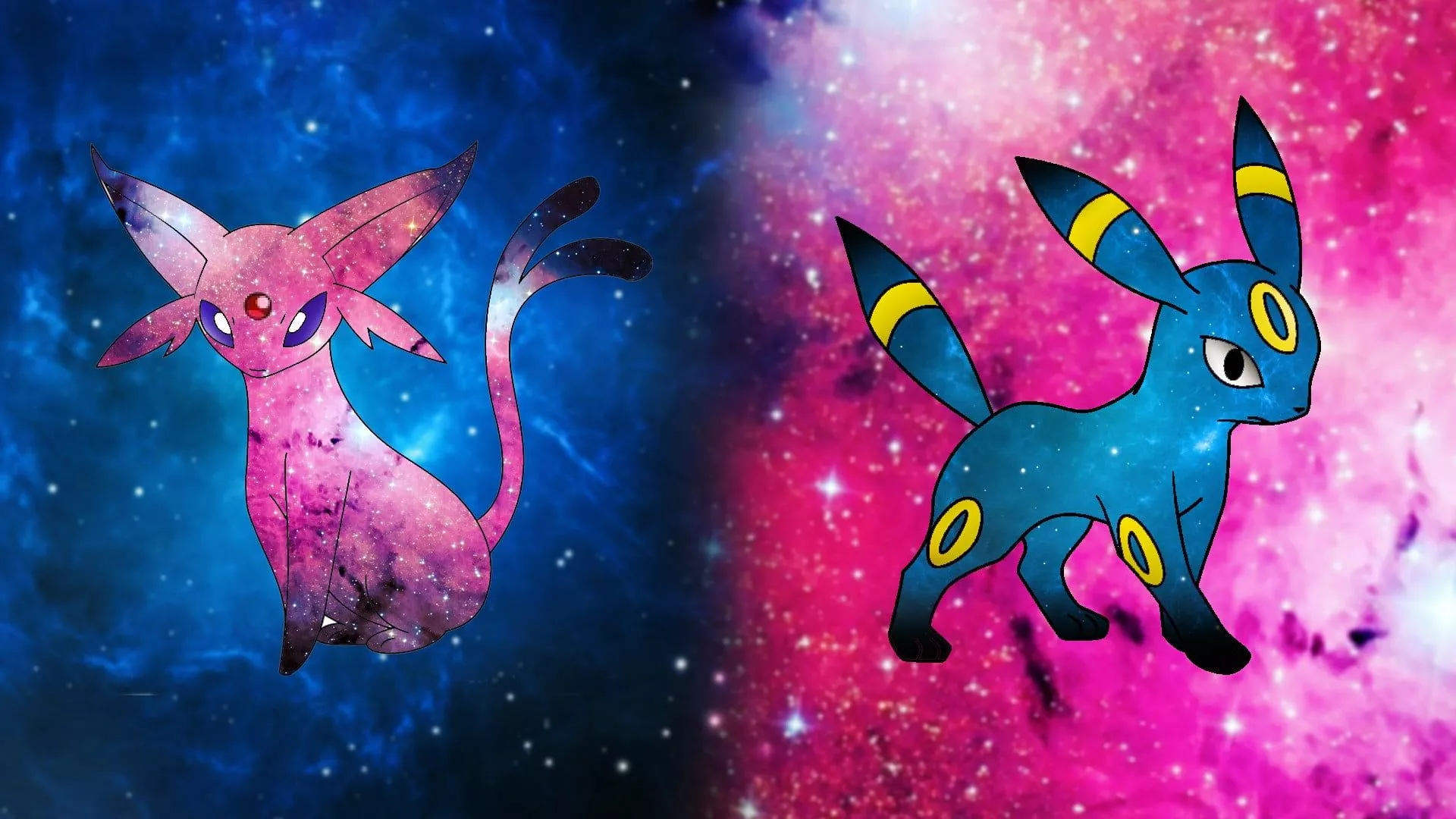 space, Espeon, Umbreon HD wallpaper