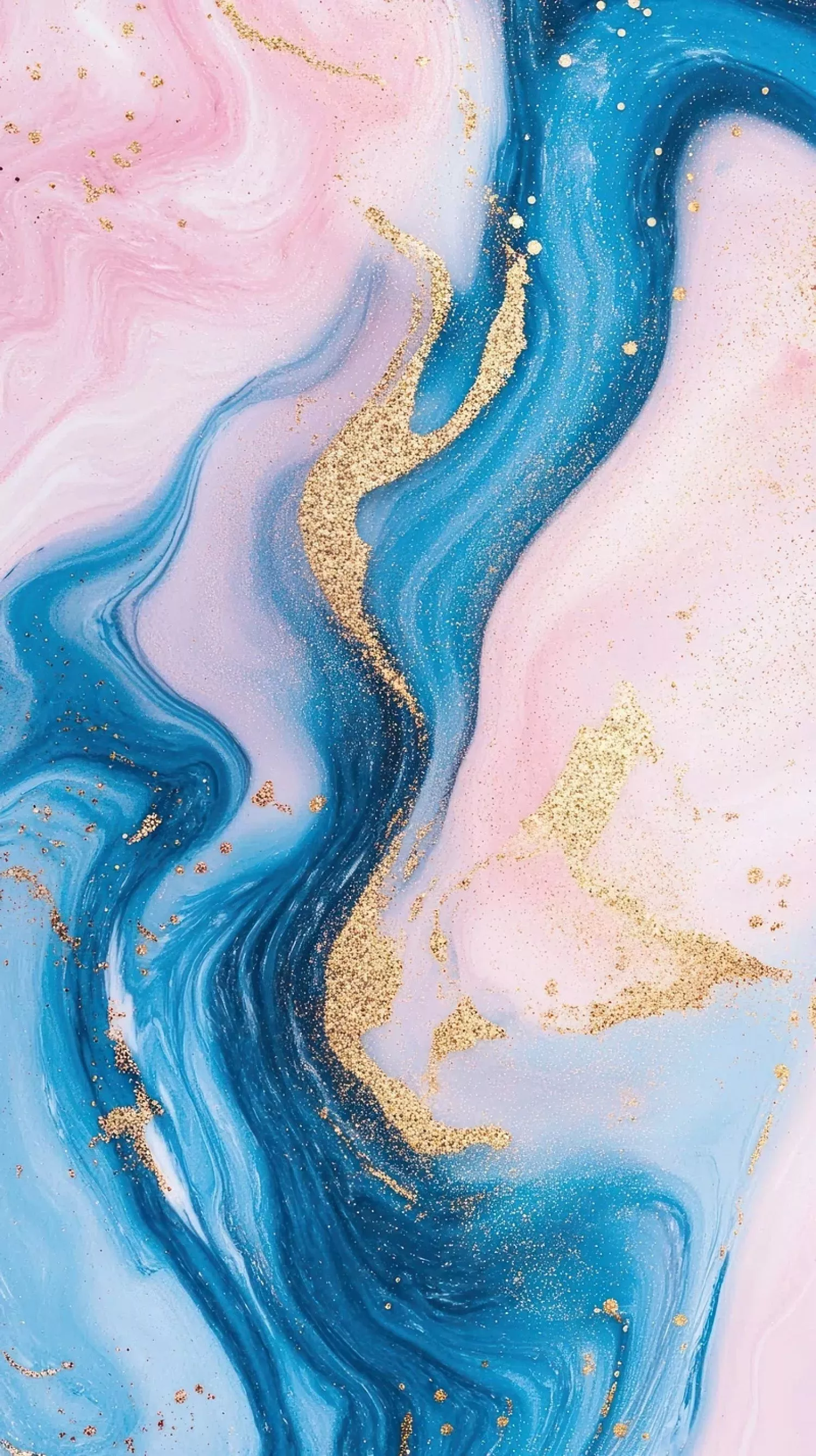 Abstract Blue And Gold Marble Wallpaper