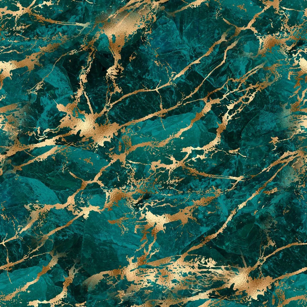 Teal and Gold Marble Texture Wallpaper