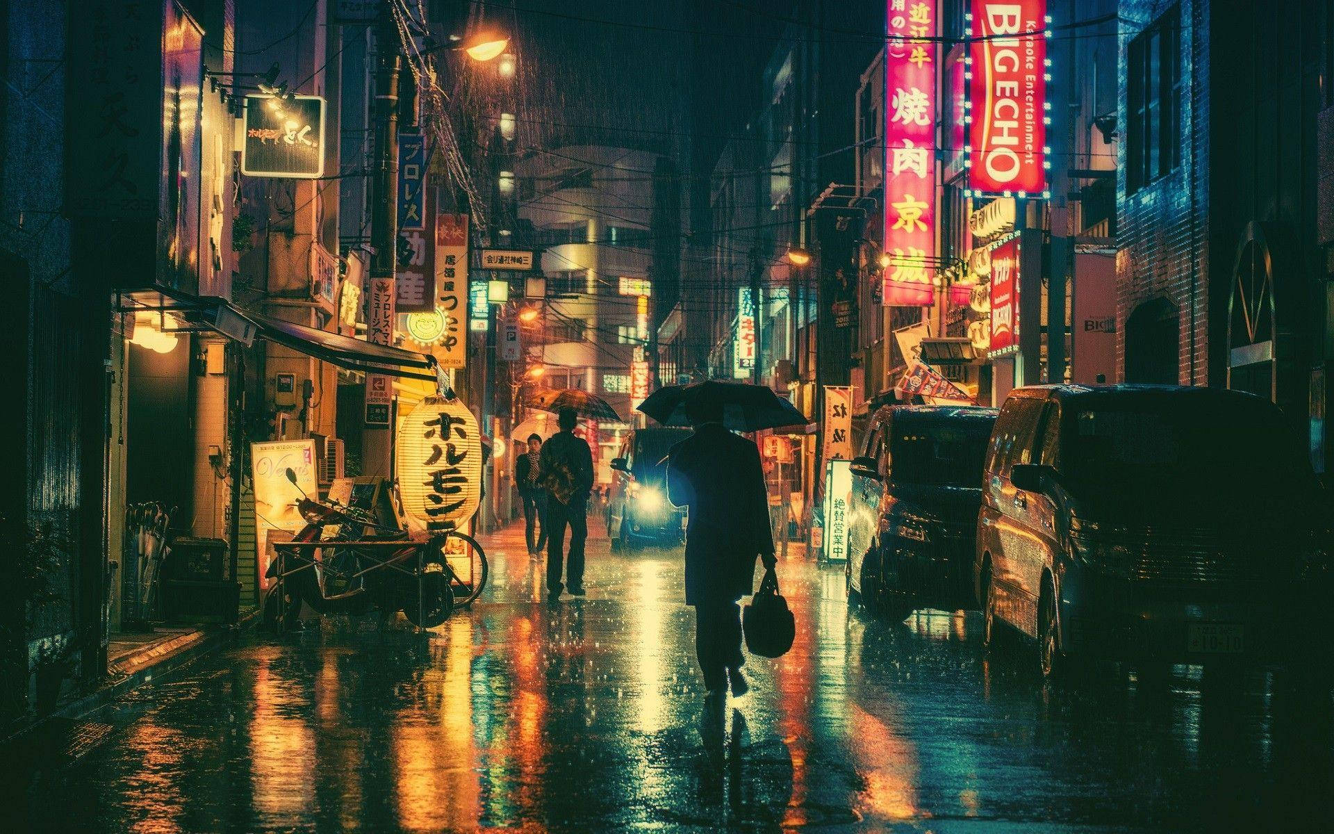 Japanese Anime City Shot With