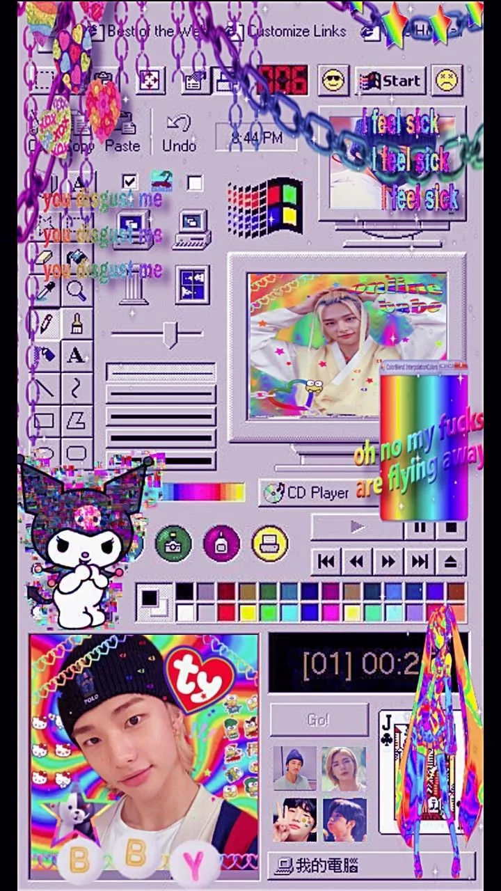 Hyunjin rainbow kidcore aesthetic wallpaper