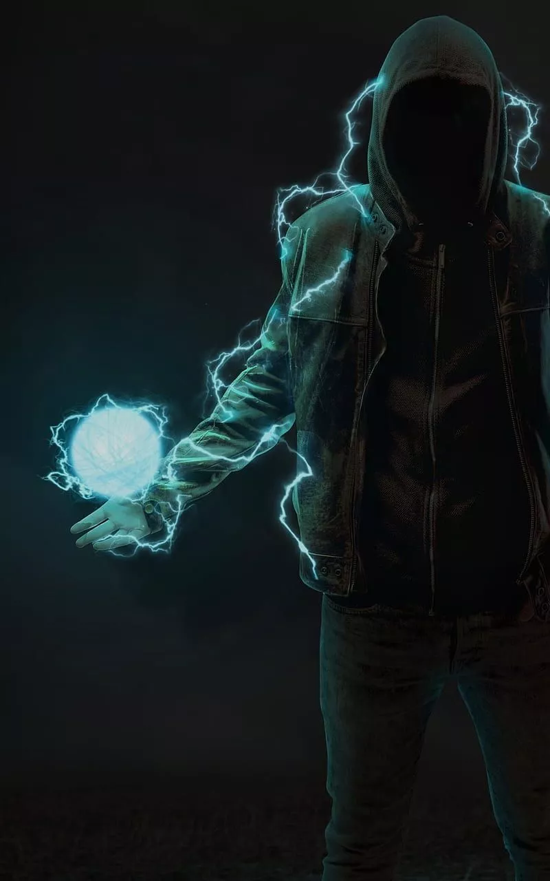 Electric hooding, mystery, hooded man