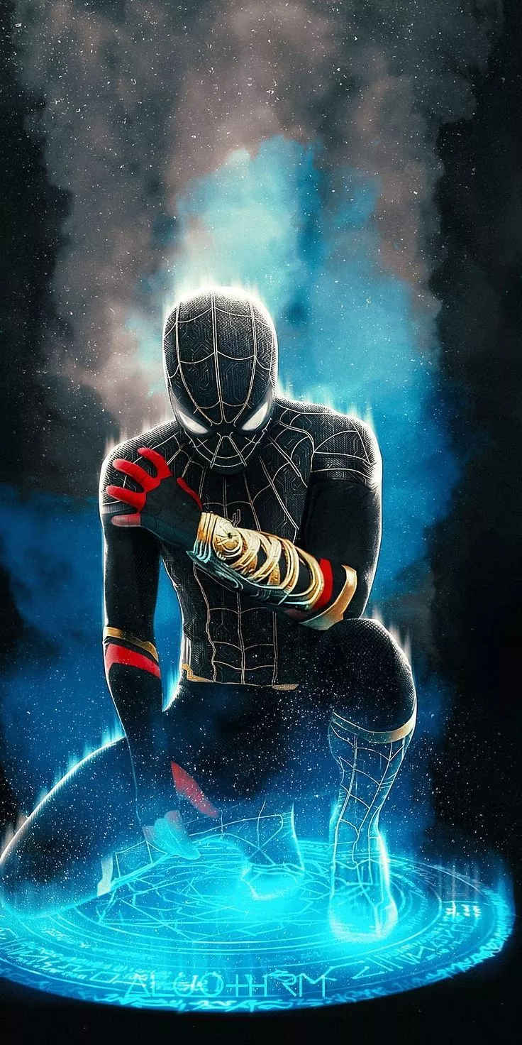 Super Spiderman, electric blue, flash