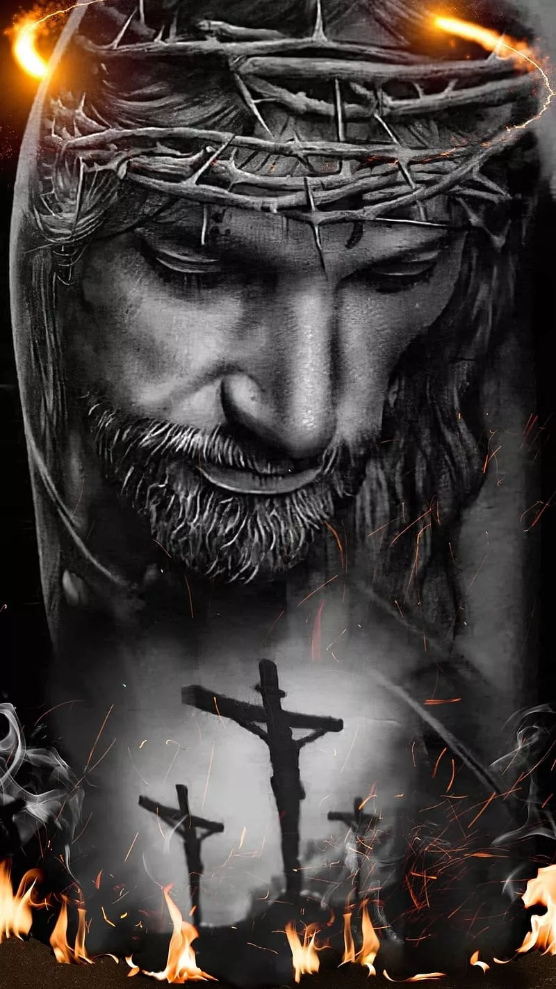 jesus, face, cross, lord, god