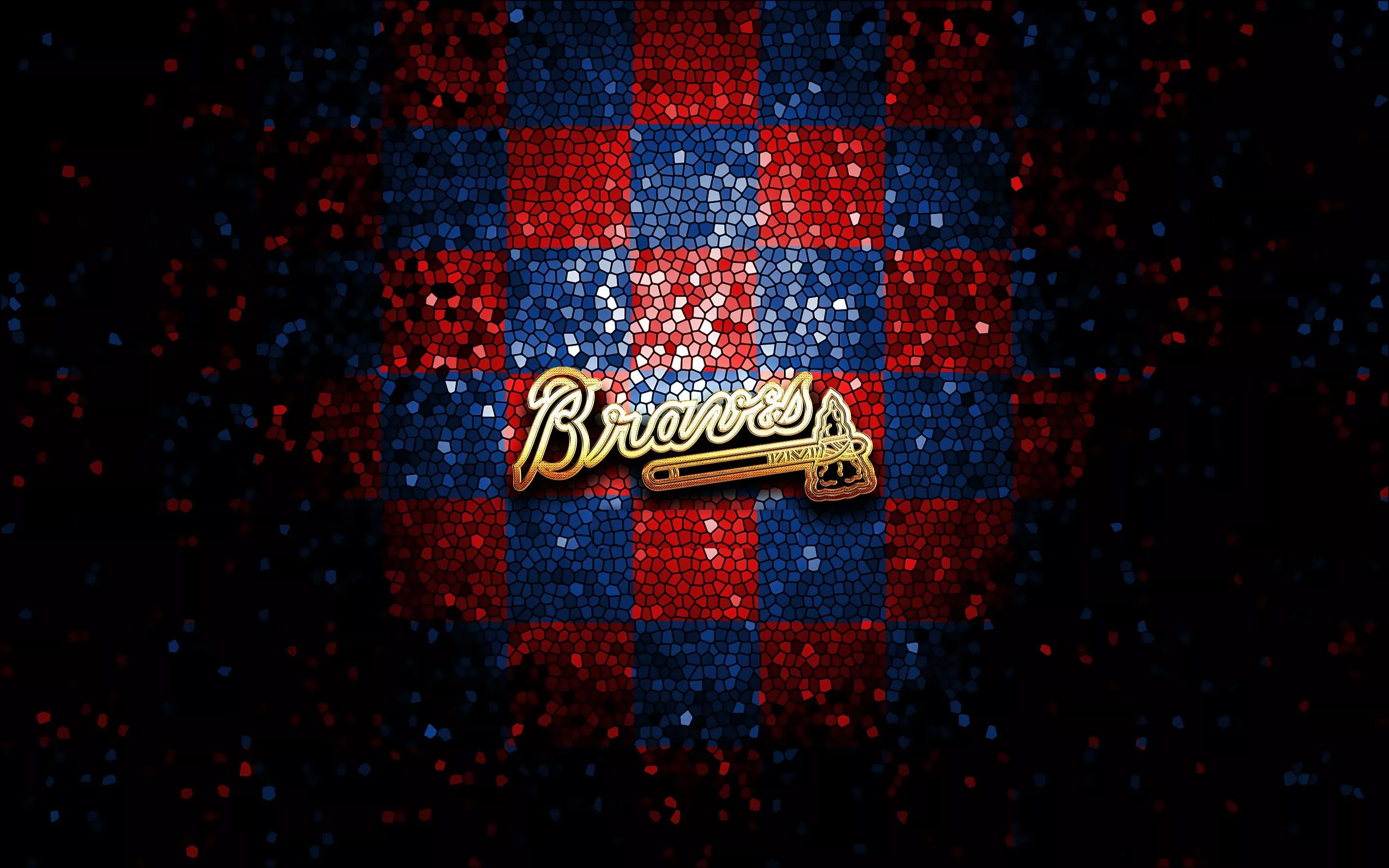 Wallpaper wallpaper, sport, logo, baseball, glitter, checkered, MLB, Atlanta Braves for mobile and desktop, section спорт, resolution 2880x1800