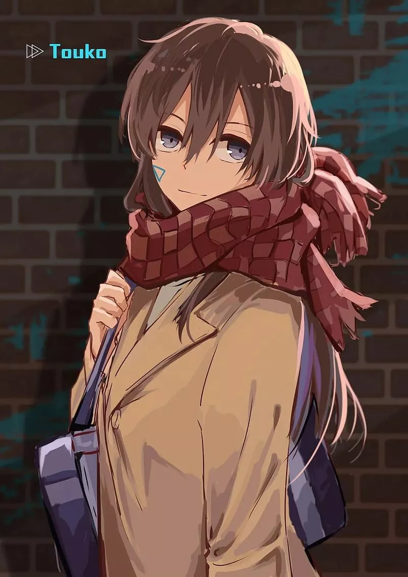 Touko Nanami, scarf, blue eyes