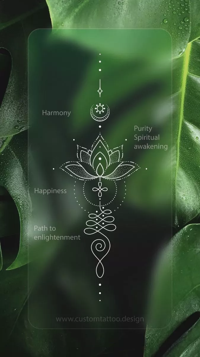 Lotus tattoo design. Unalome tattoo