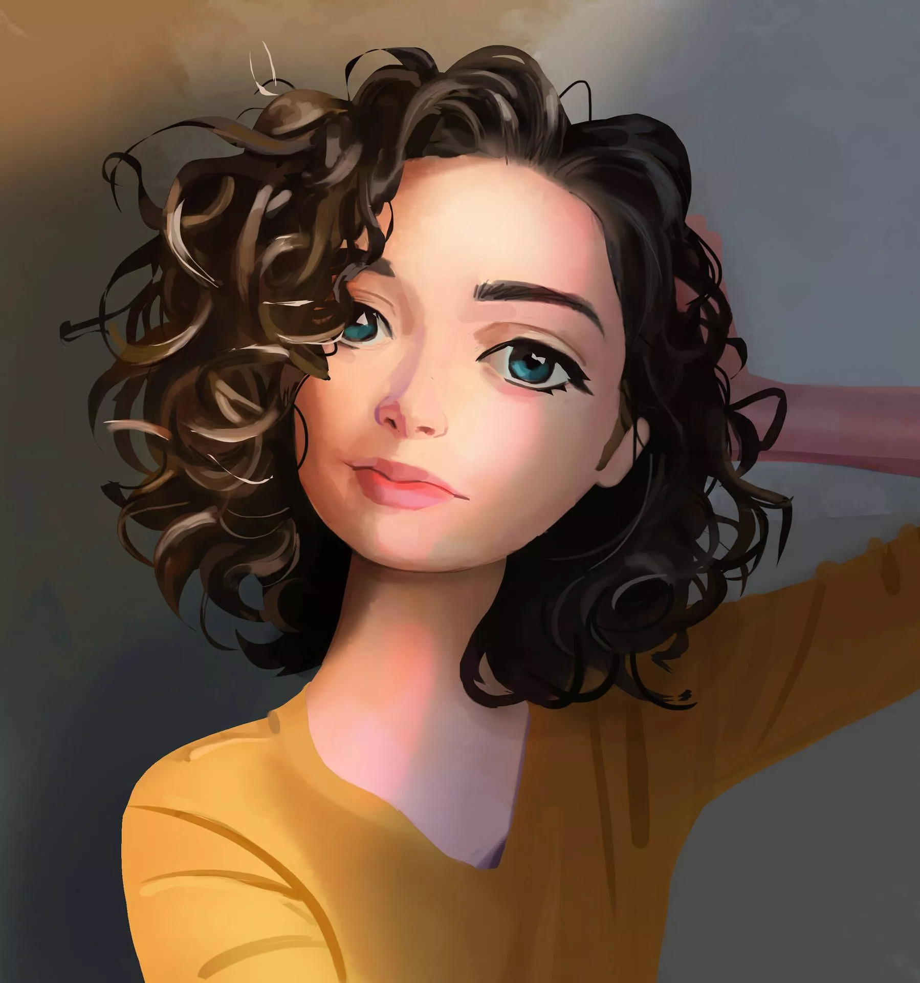 3D Woman with Curly Hair Wallpaper