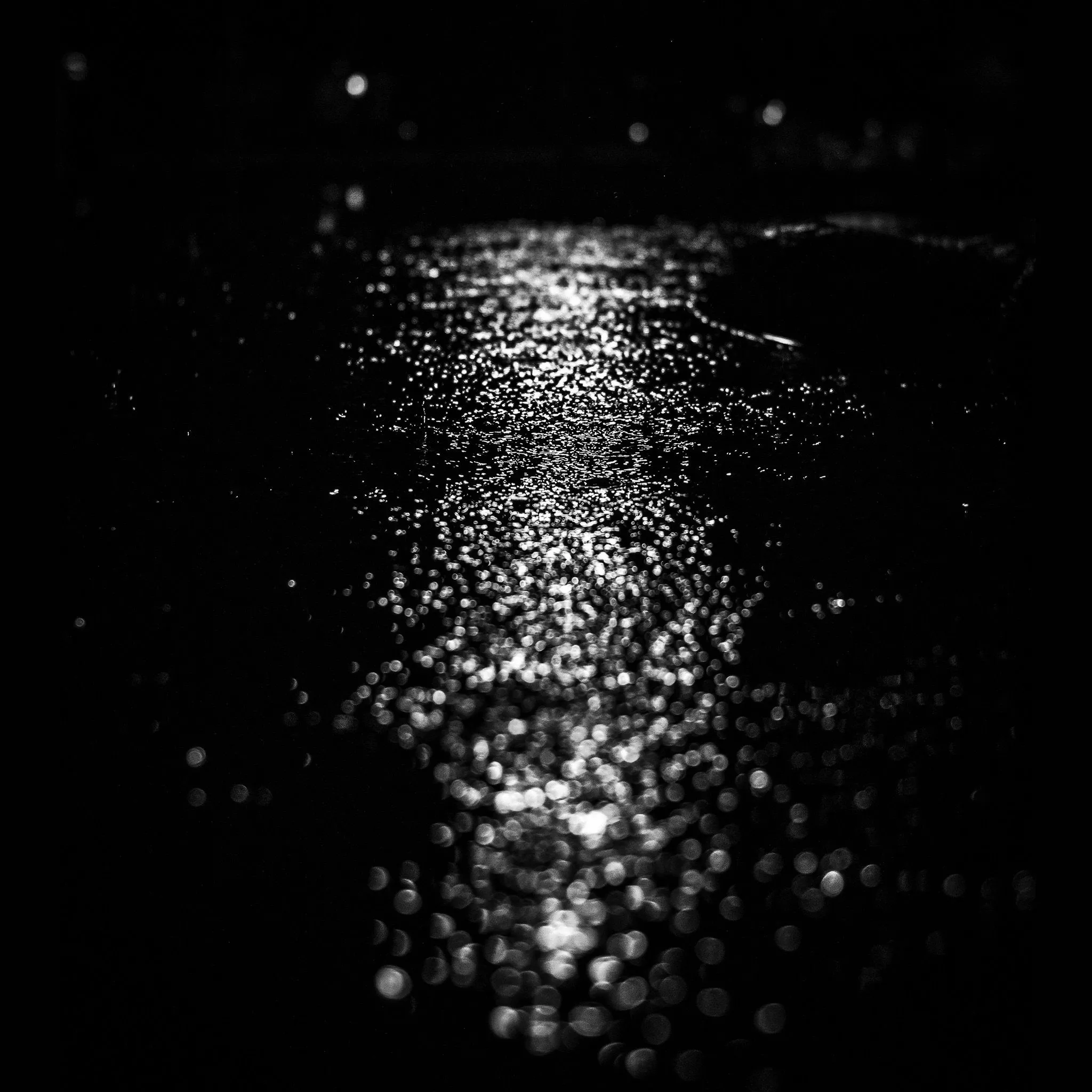 After Rain Drop Street Dark Night Bokeh Bw