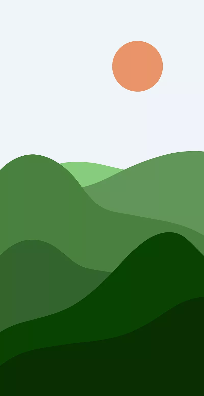 Minimalist mountains, color, green