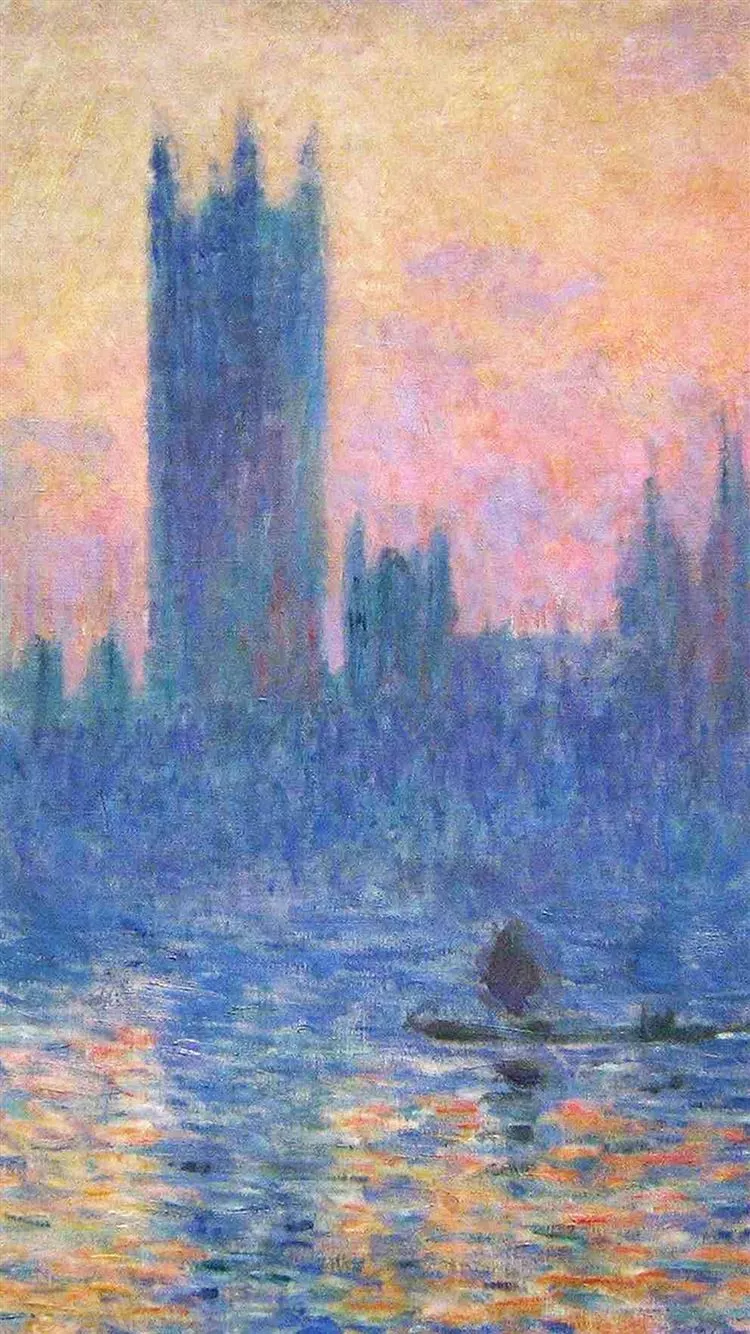 Claude Monet Classic Painting Art Sunset Pattern iPhone 8 Wallpaper Free Download