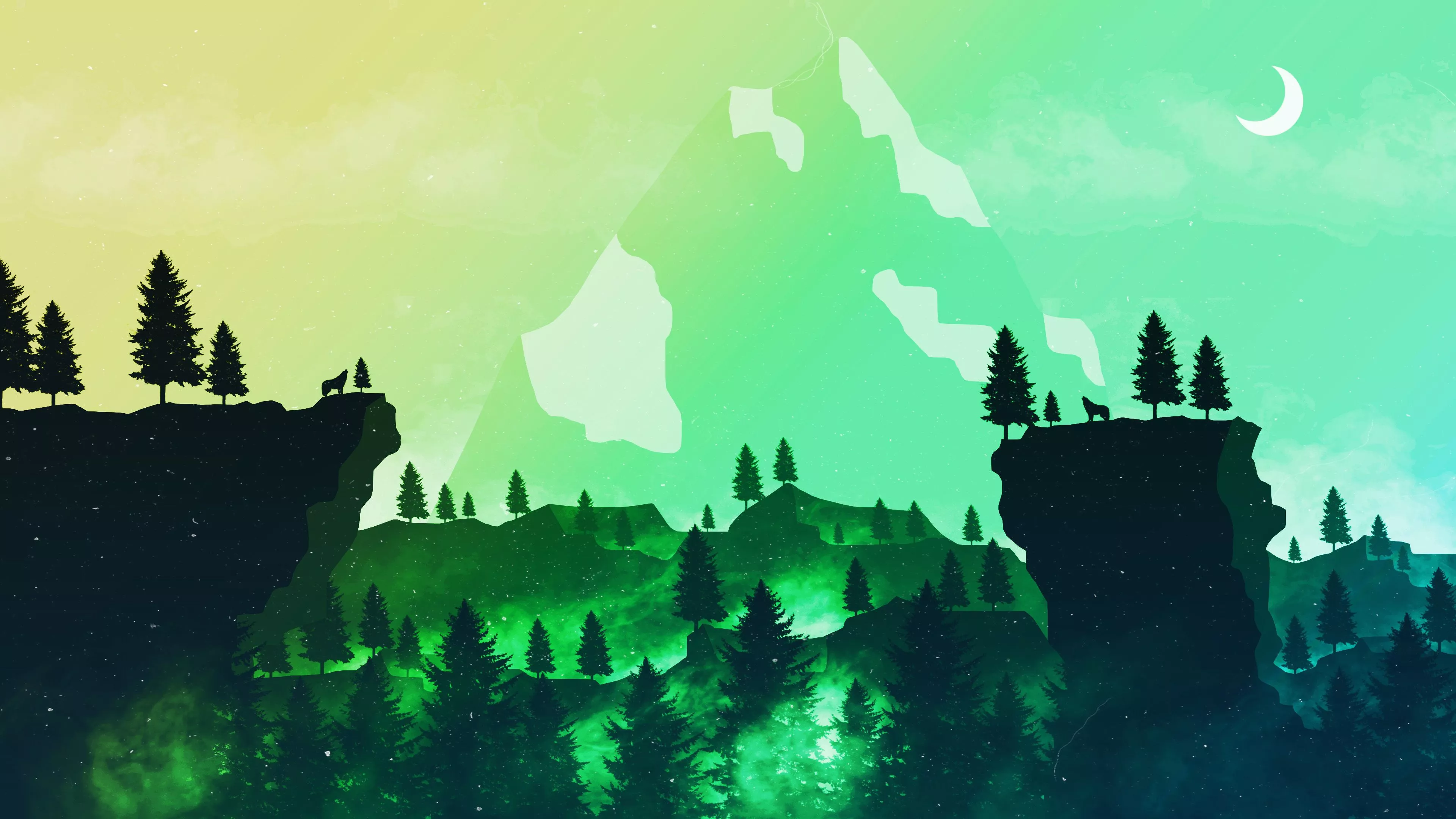 wallpaper 3840x2160 green theme art