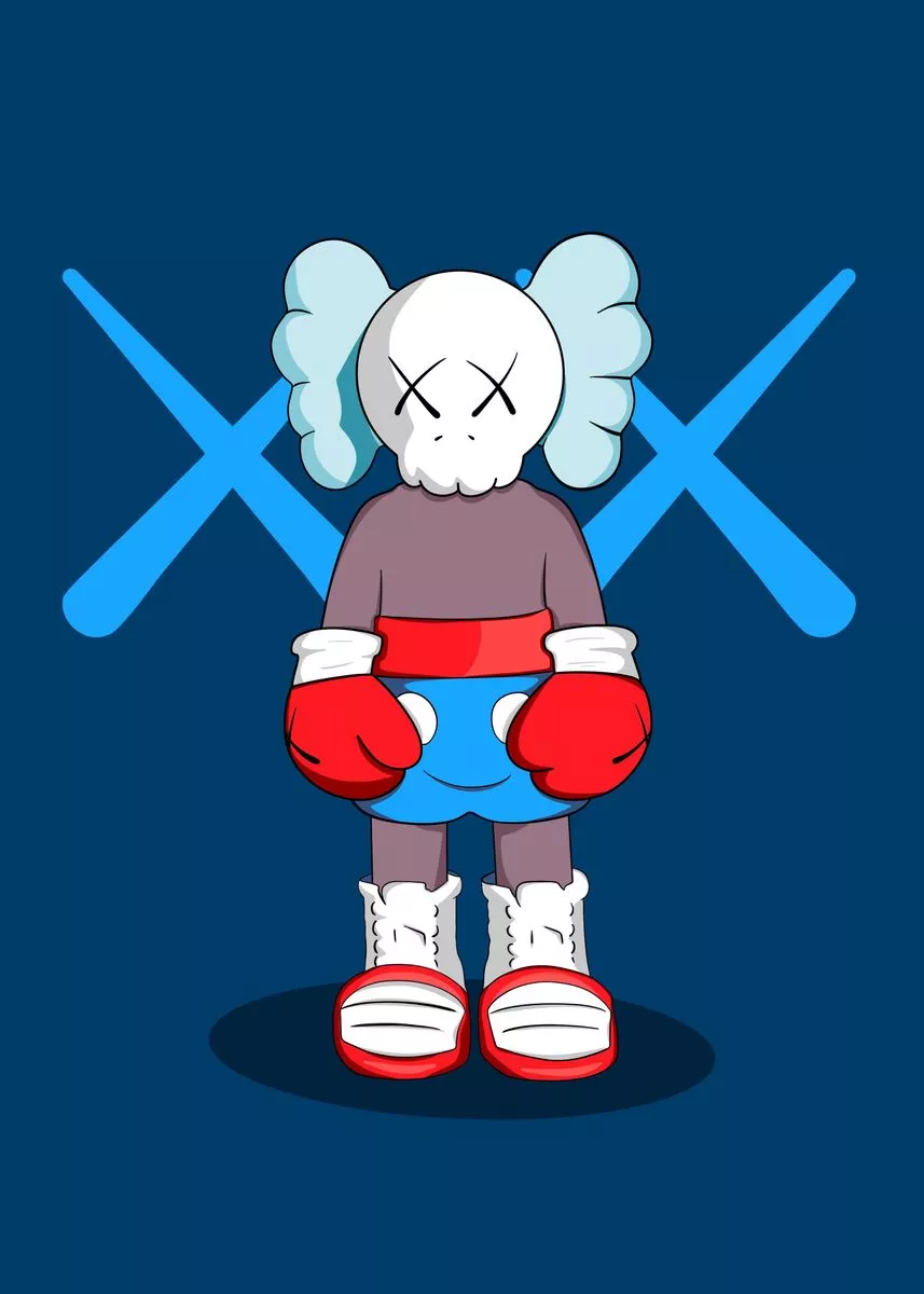 Blue background kaws' Poster, picture