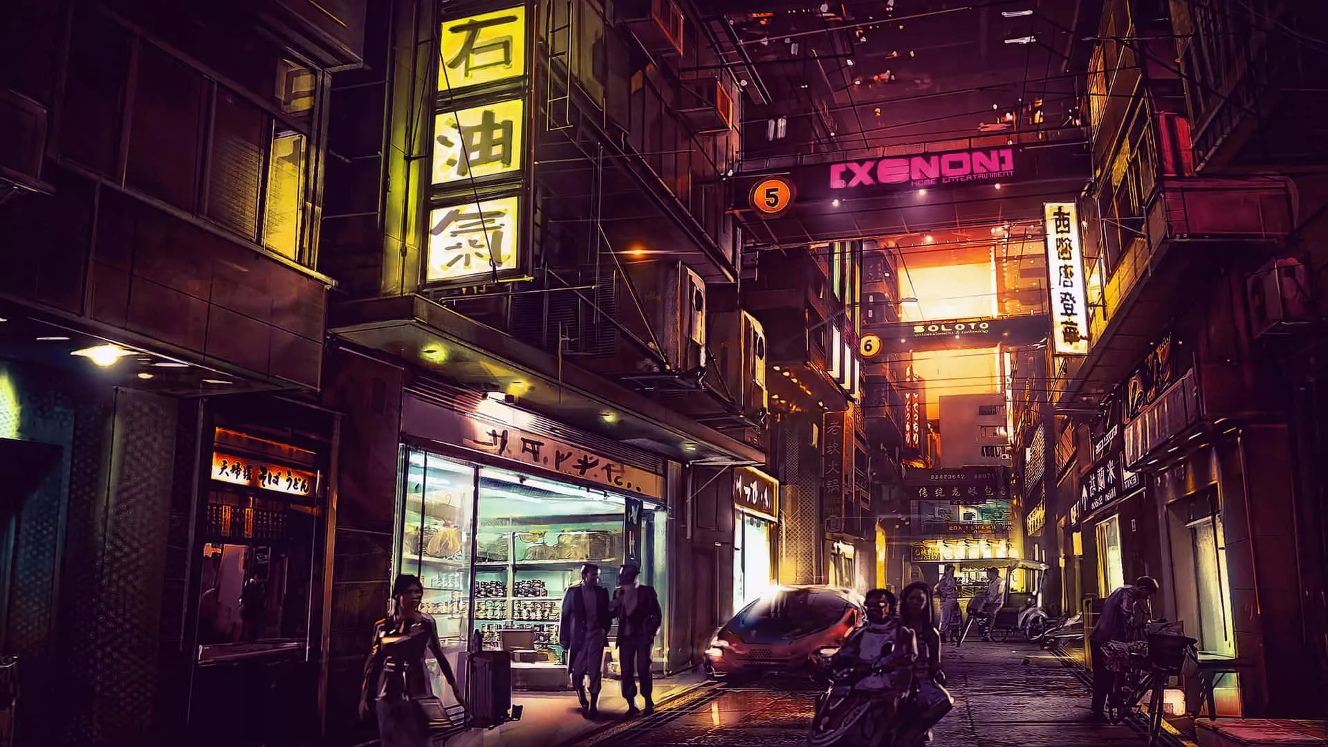 Cyberpunk City Background. Wallpaper