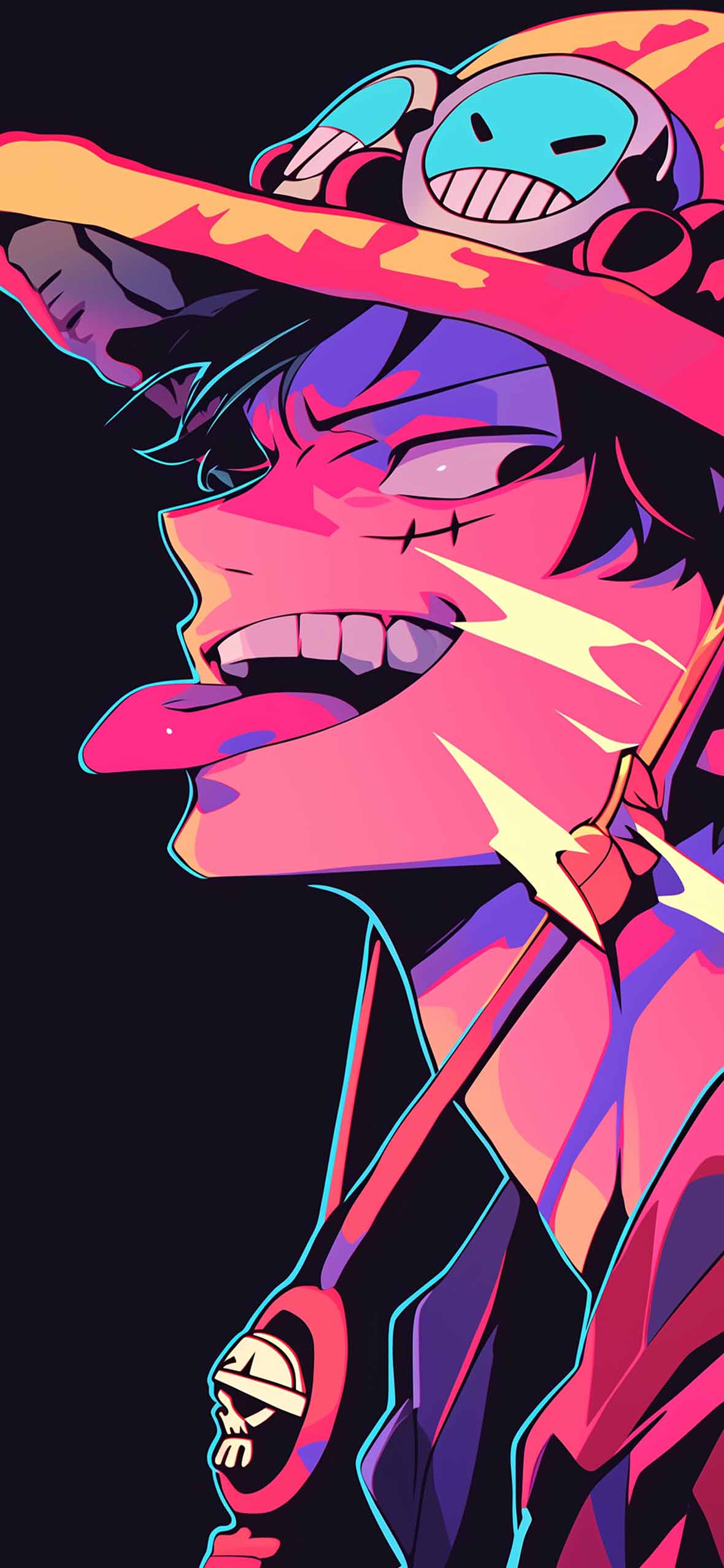 Luffy One Piece Neon Colors Wallpaper