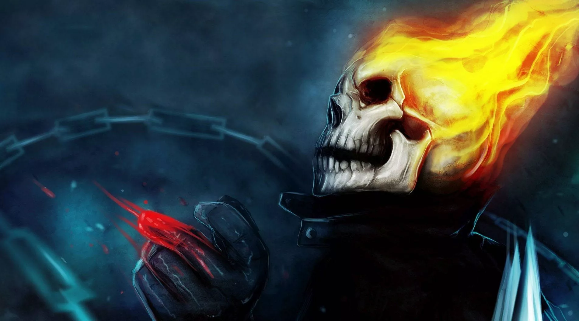 Download free Flaming Skull Dark Devil