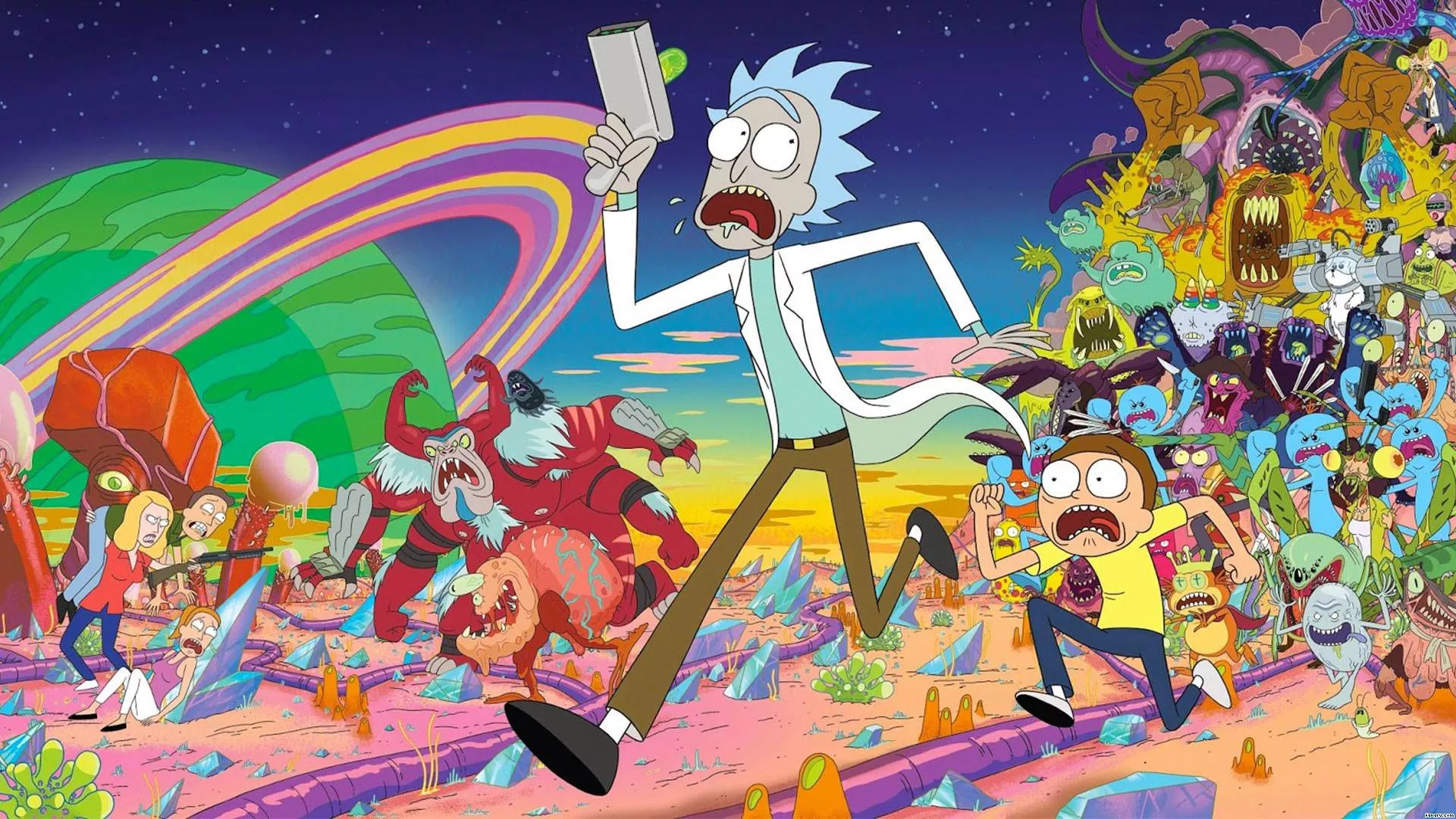 Rick Sanchez Morty Smith With Monsters