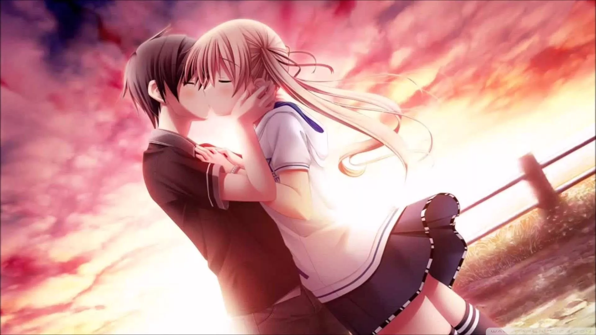 Girl Kissing Love Anime Wallpaper