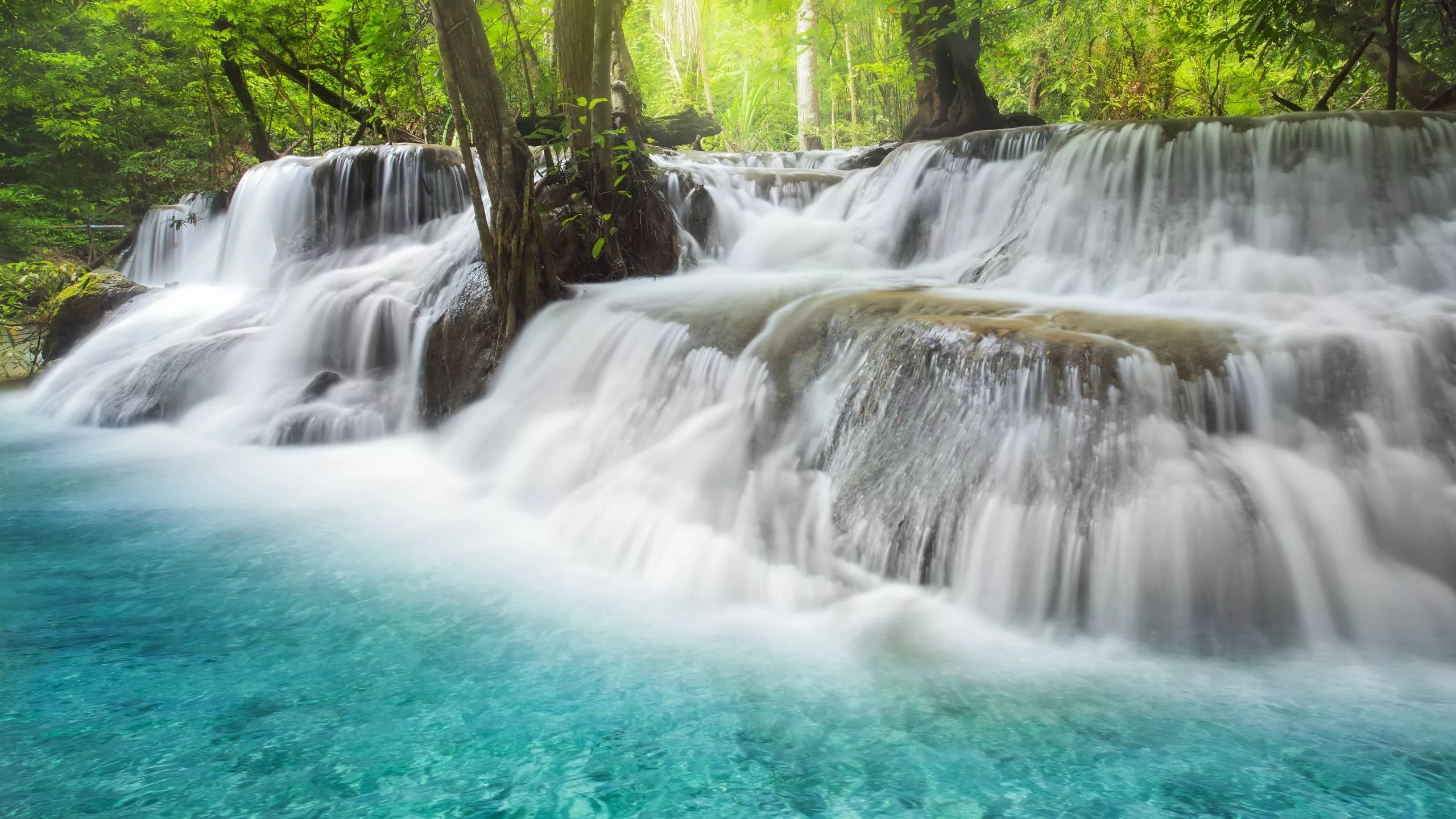 Erawan Falls Wallpaper 4K, Thailand