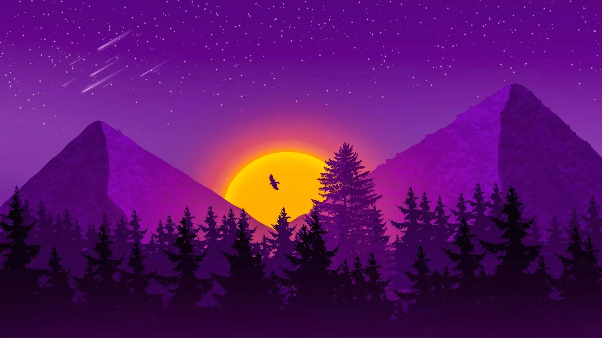 Artistic Purple HD Mountain