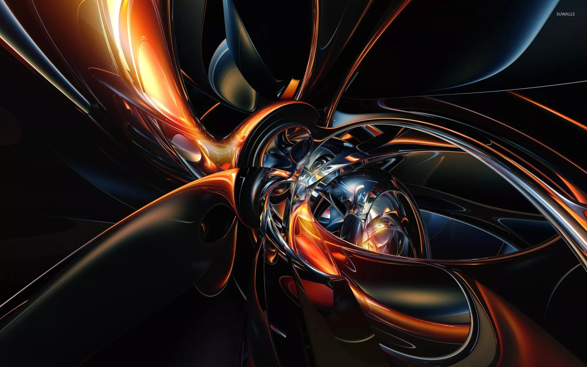 Burning metallic shapes wallpaper