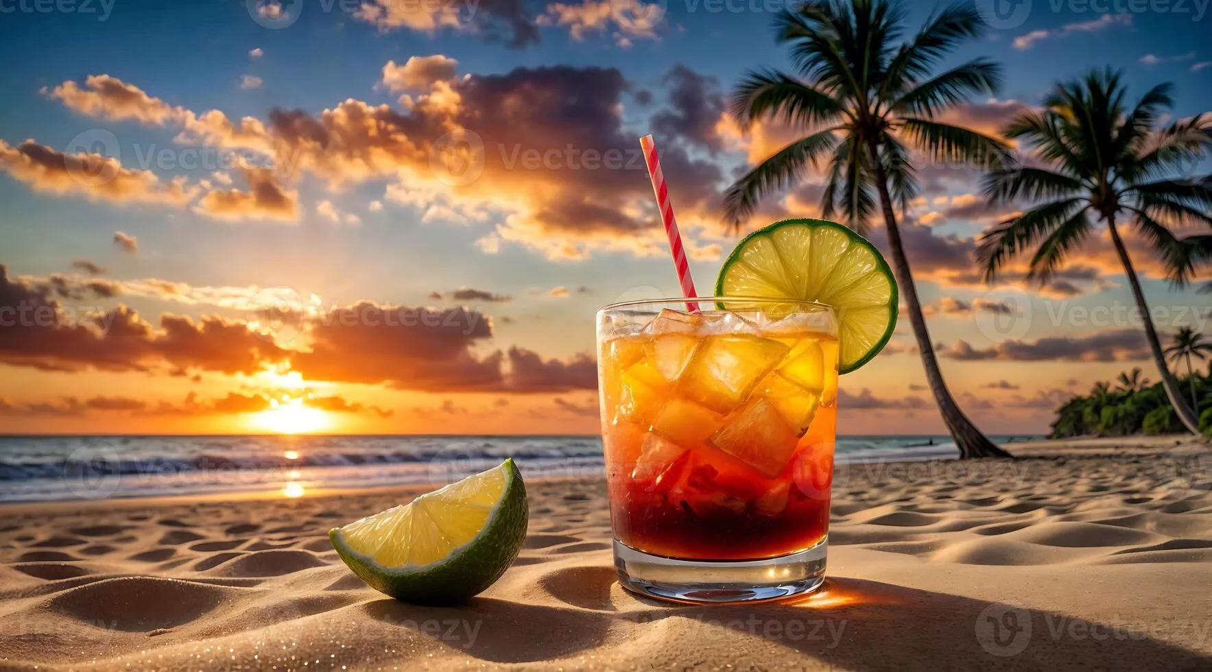 A Tequila Sunrise cocktail on a