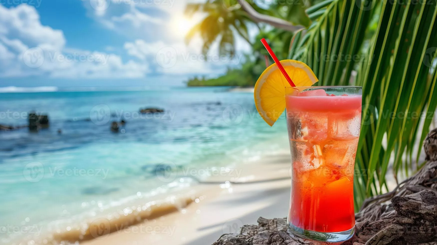 Tropical tequila sunrise cocktail