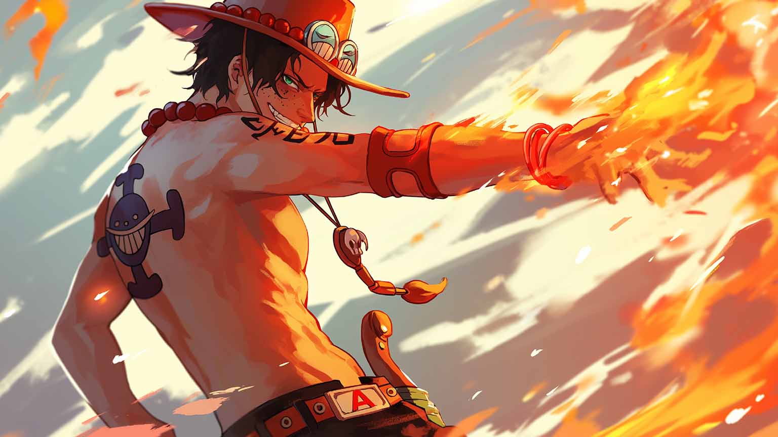 Free One Piece Portgas D. Ace Fire Fist Desktop Wallpaper 4K