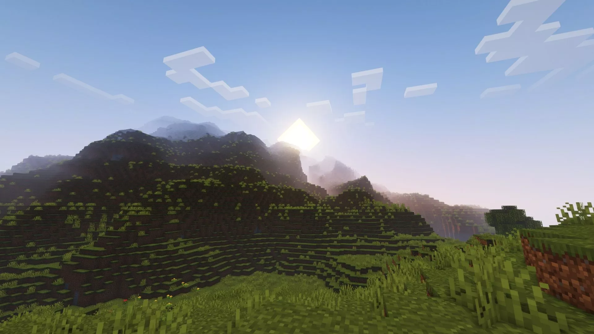 Wallpaper game, sunrise, minecraft
