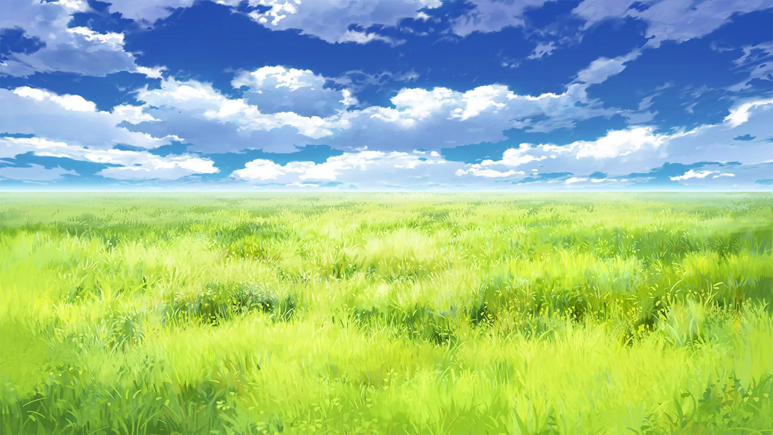 Anime Scenery Nature Grass Field White