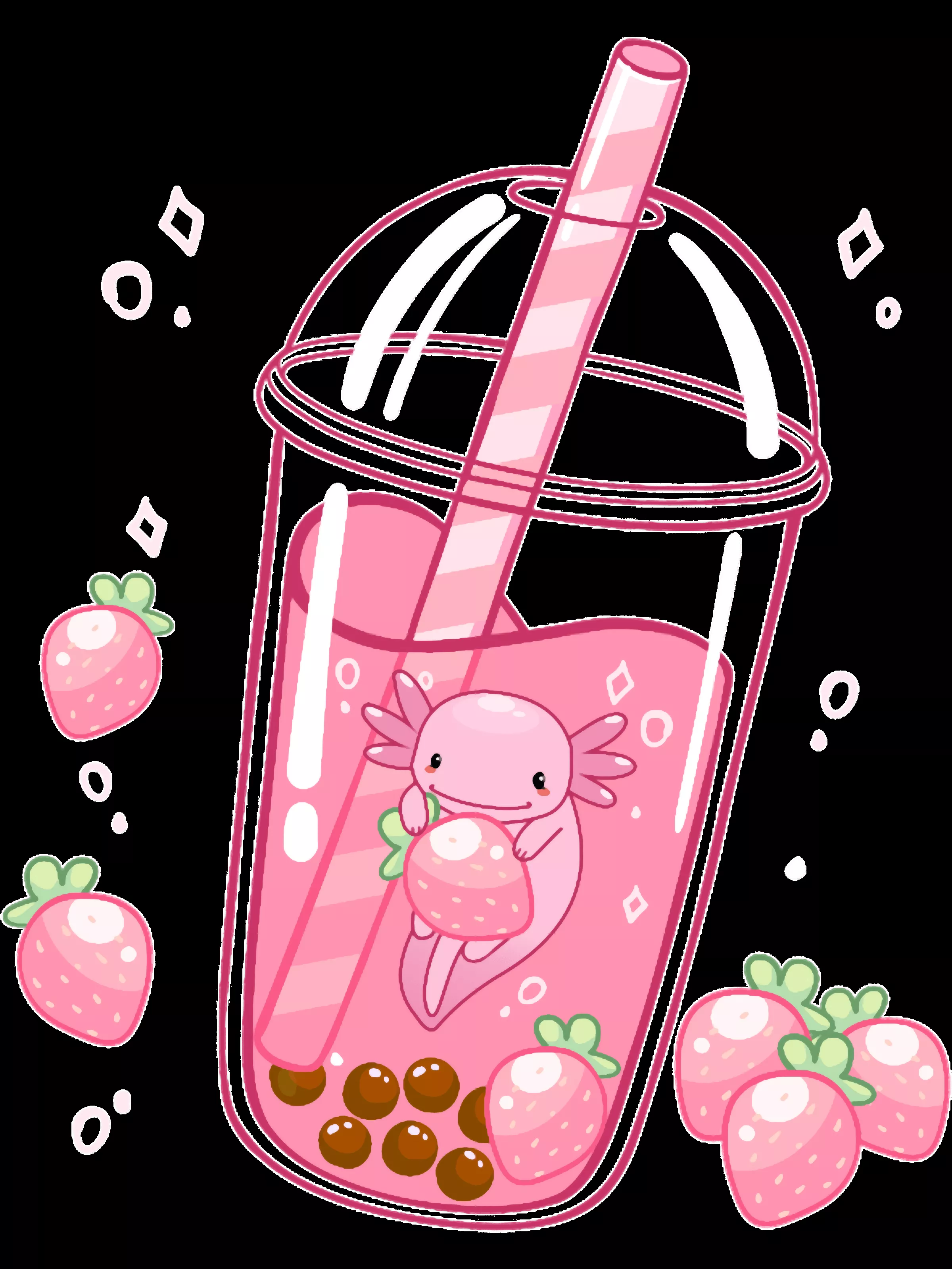 Love Axolotl Bubble Tea Kawaii Anime
